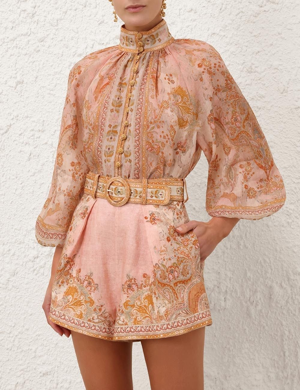Zimmermann oc11z1025 Acacia Billow Blouse in Multicolor Size L / US 10 / IT 46 - 2 Thumbnail