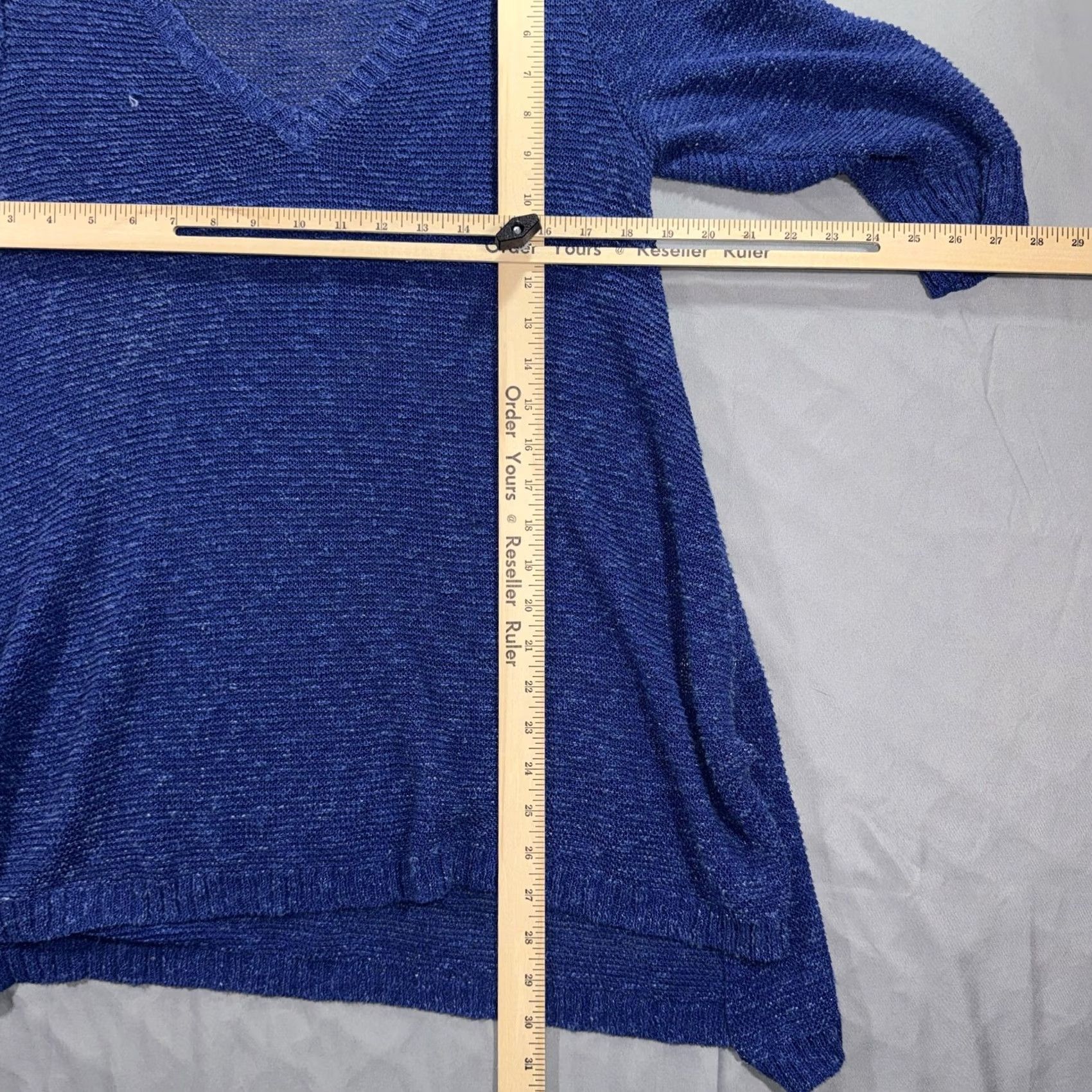 Eileen Fisher VINTAGE Eileen Fisher Sweater Womens Small Blue Knit Tunic V Neck 3/4 Sleeve High Low Size S / US 4 / IT 40 - 7 Thumbnail