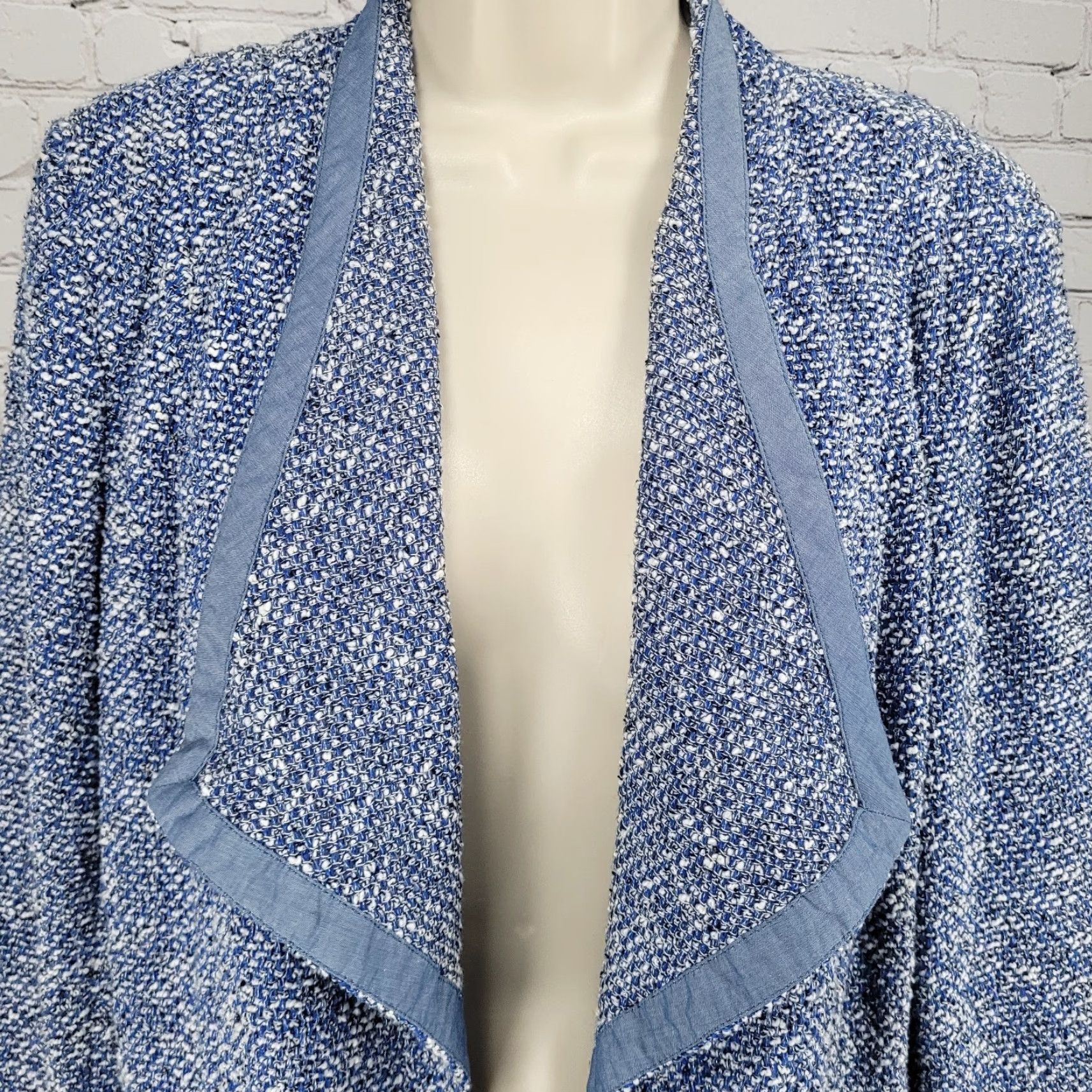 Talbots VINTAGE Talbots Blue Textured Open Long Sleeve Pockets Jacket Small S Size S / US 4 / IT 40 - 6 Thumbnail