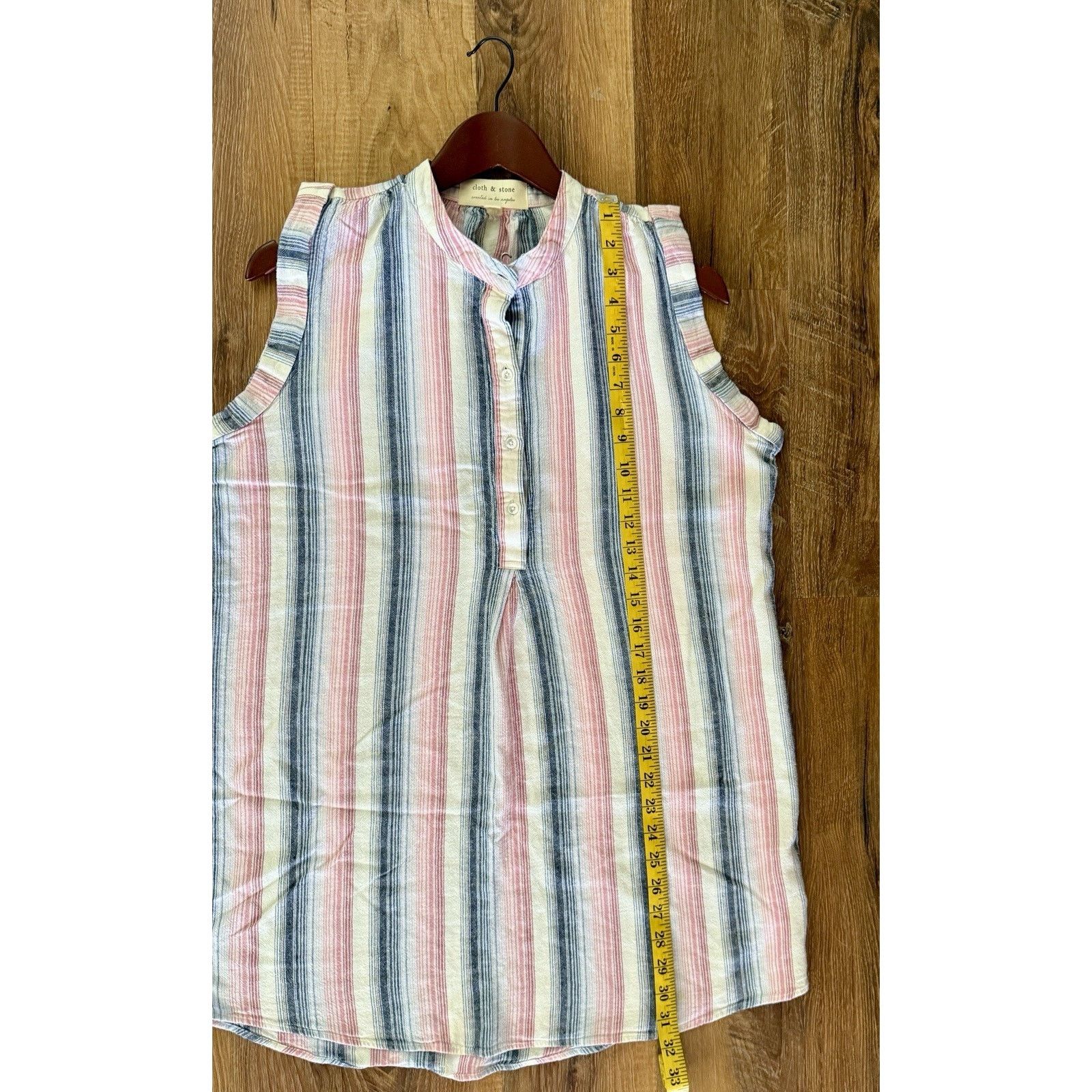 Other Cloth & Stone Anthropologie Womens Rayon Stripe Blouse EUC Size L / US 10 / IT 46 - 5 Thumbnail