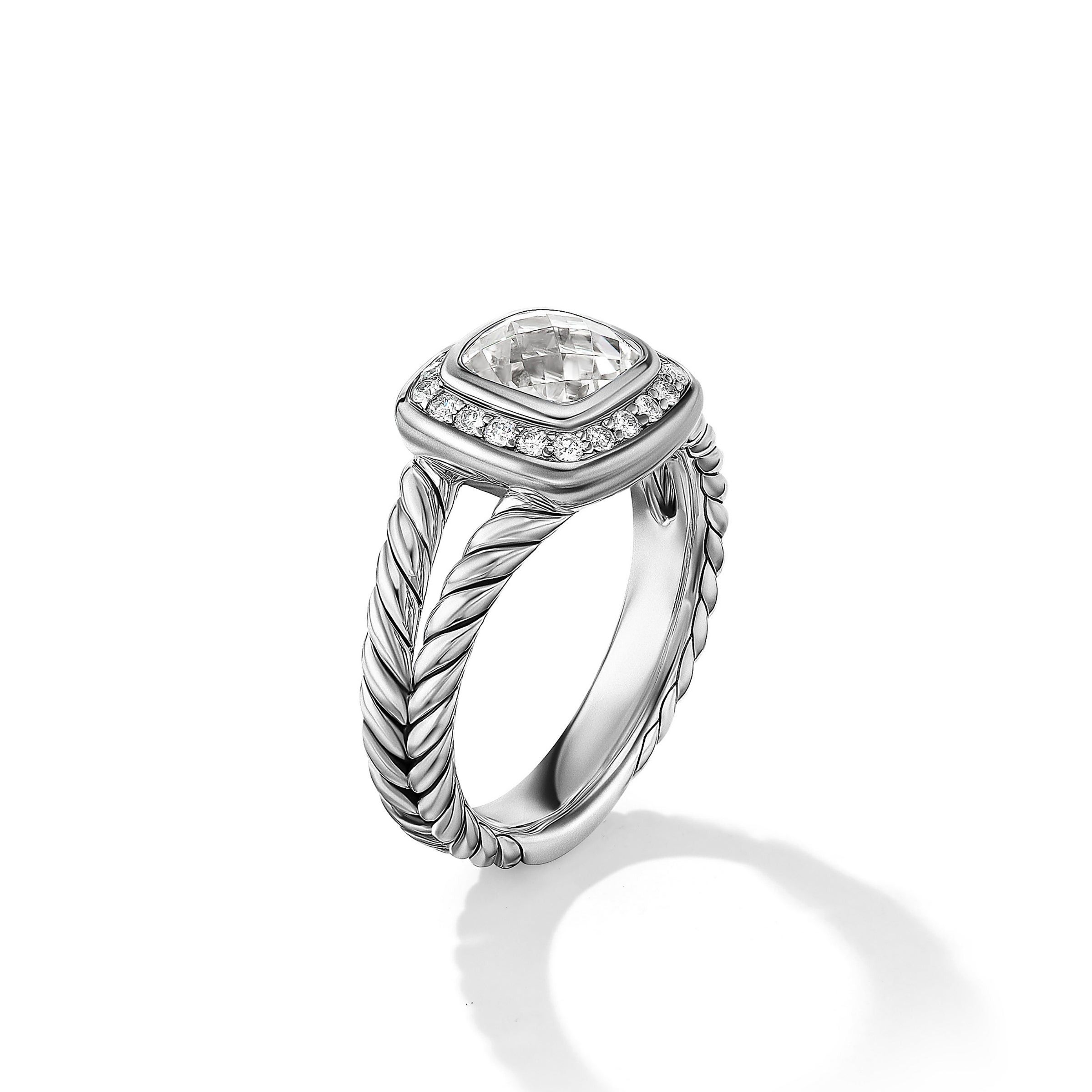 David Yurman o1w1db10525 Ring in Silver with White Topaz and Diamond Size ONE SIZE - 4 Thumbnail