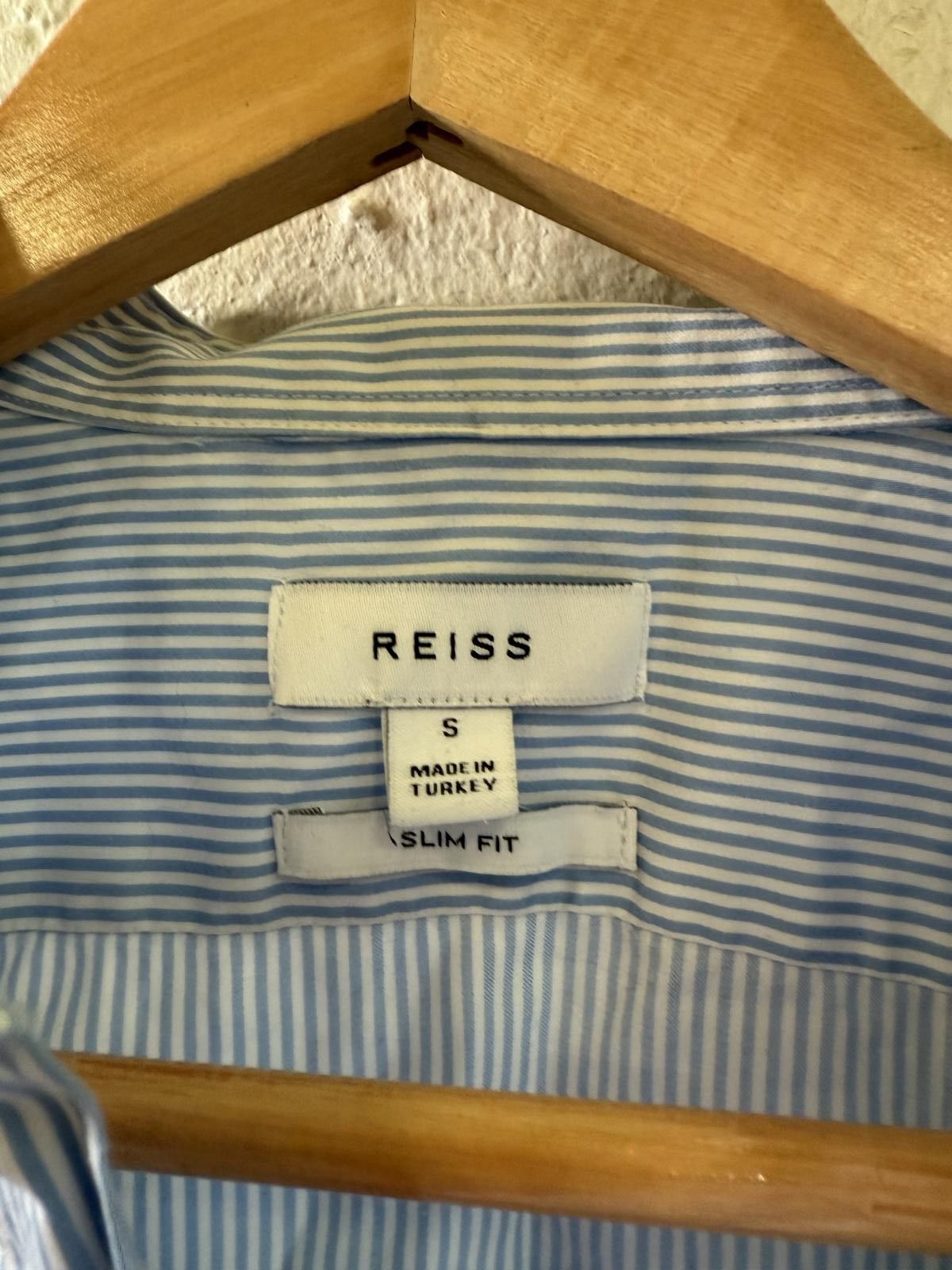 Reiss Reiss Slim Fit Men's Blue Striped Dress Shirt Size S Size 36R - 3 Thumbnail