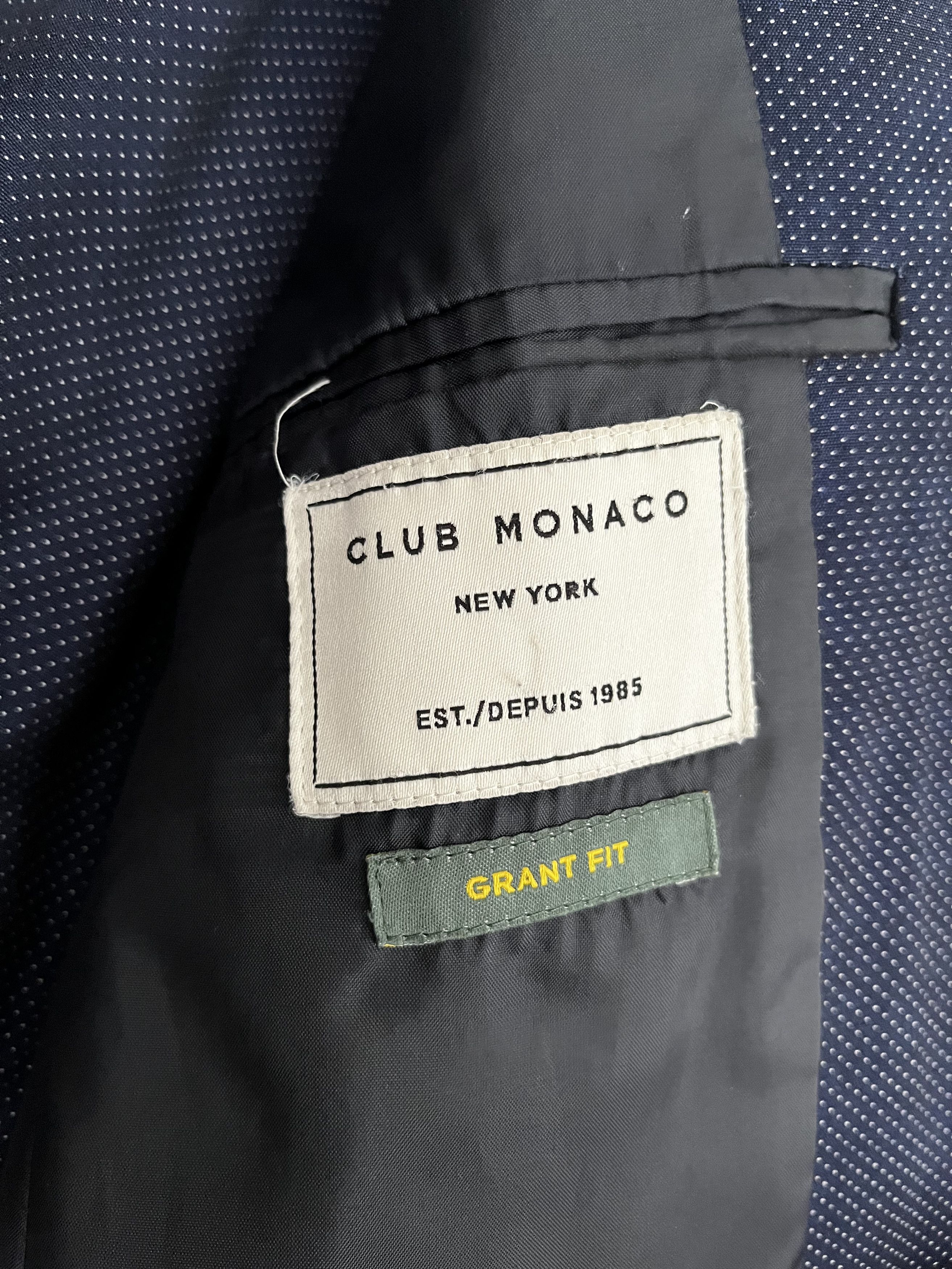 Club Monaco Navy & White Dot Cotton Suit Size 38R - 5 Thumbnail