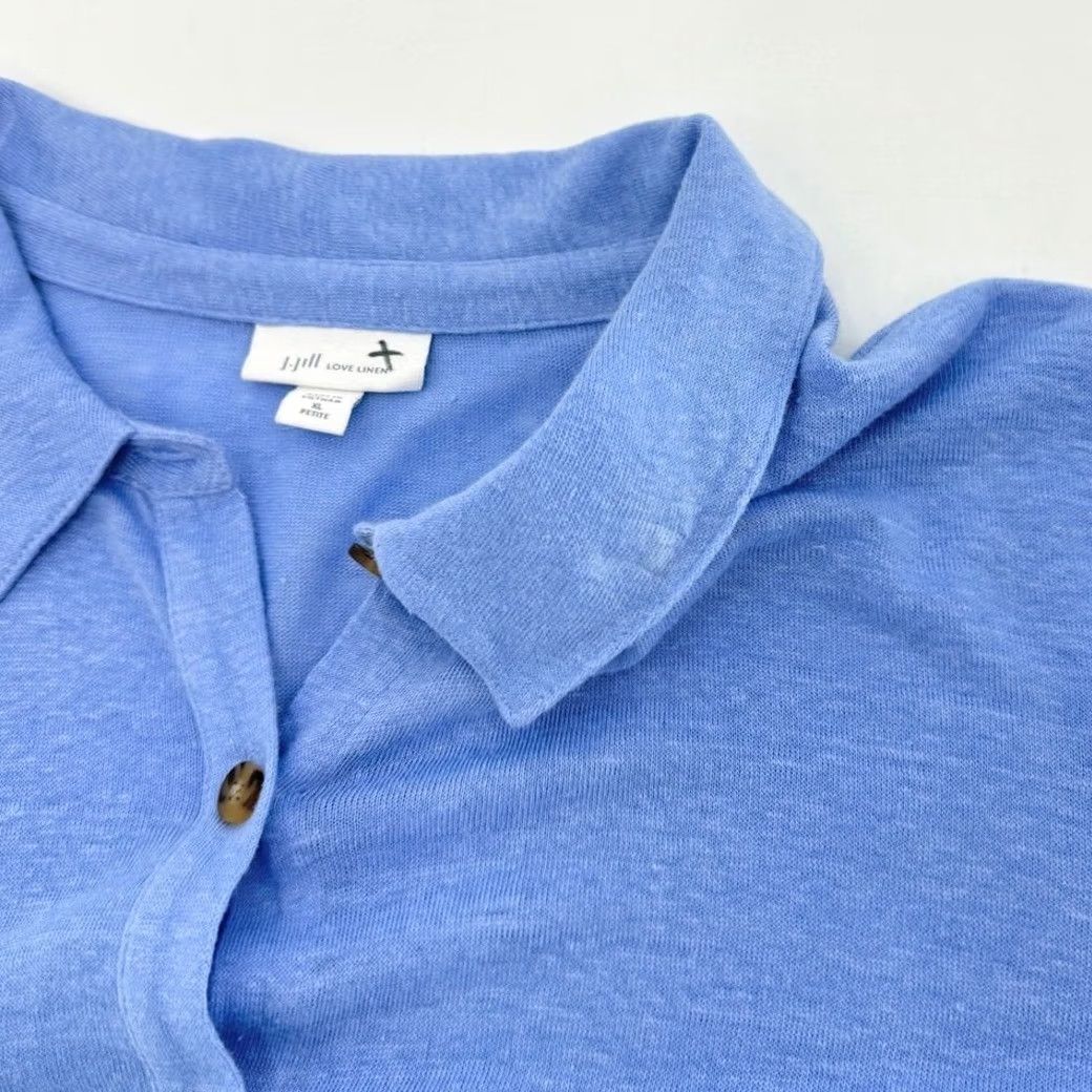 J. Jill J.Jill Love Linen Button Front Shirt XL Petite Long Sleeve Blue Women Bloouse? (note: blouse) Size XL / US 12-14 / IT 48-50 - 6 Thumbnail
