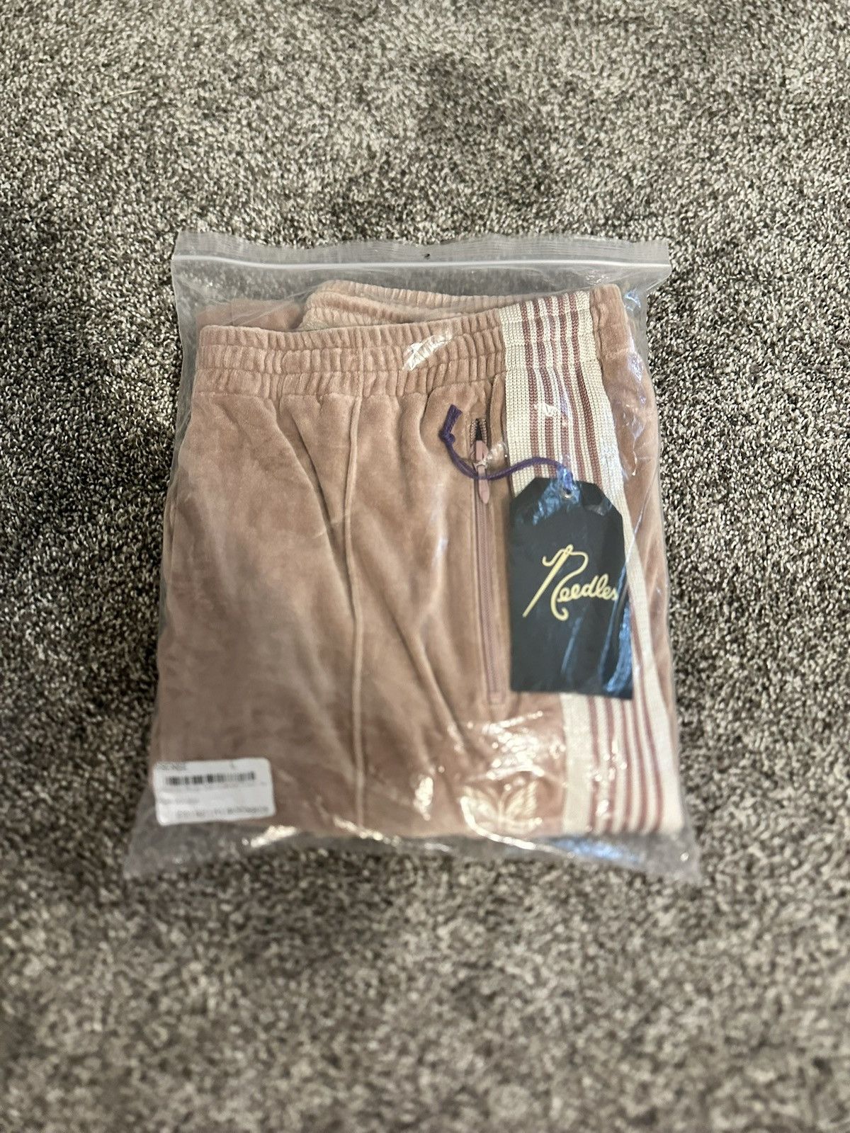 Needles SSENSE Needles Beige Embroidered Velour Track Pants Large Size US 36 / EU 52 - 3 Thumbnail