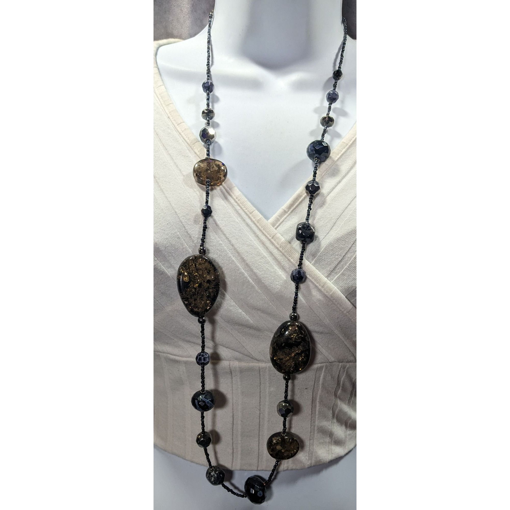 Other Abstract Glass Beaded Crackle Accent Station Necklace Size ONE SIZE - 8 Thumbnail