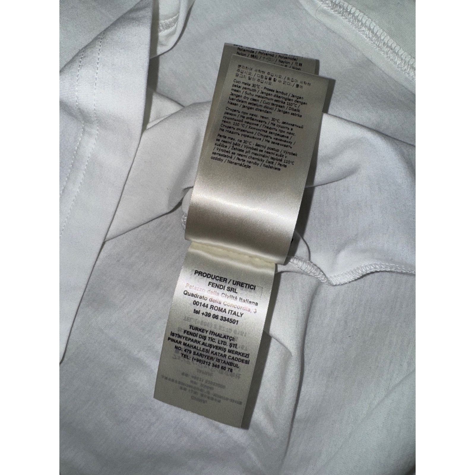 Fendi Fendi White Black Striped Sleeve Cotton T-Shirt Large L Size US L / EU 52-54 / 3 - 13 Thumbnail