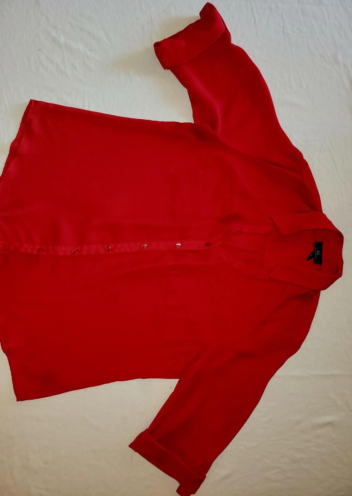 Designer IN San Francisco women s XL red 3/4 sleeve button up blouse Size XL / US 12-14 / IT 48-50 - 1 Thumbnail