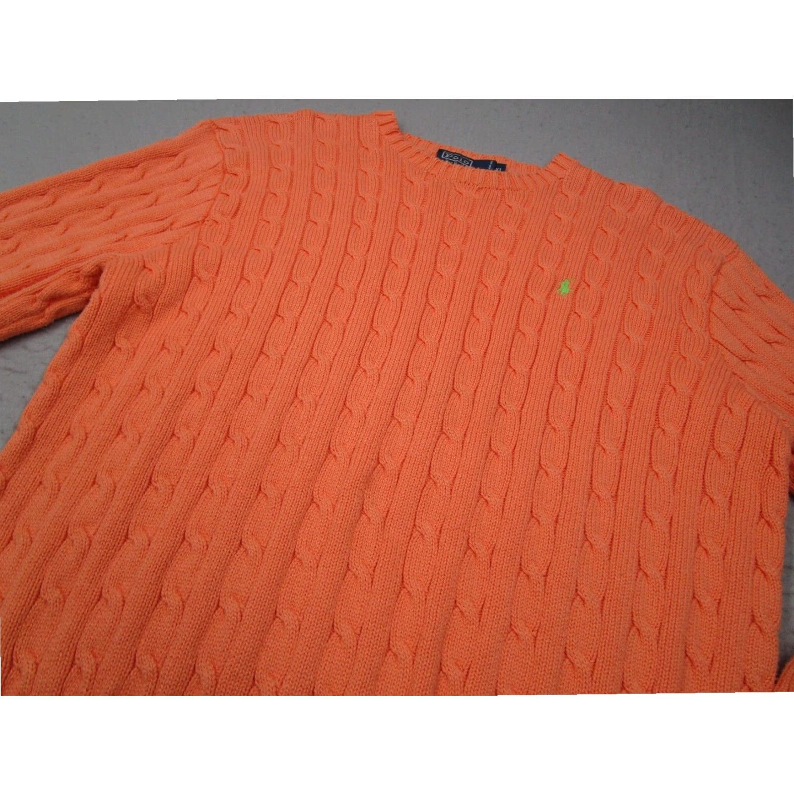 Polo Ralph Lauren VINTAGE Polo Ralph Lauren Sweater Mens Extra Large Orange Chunky Knit Crew Neck Cotton Pullover Size US XL / EU 56 / 4 - 2 Thumbnail