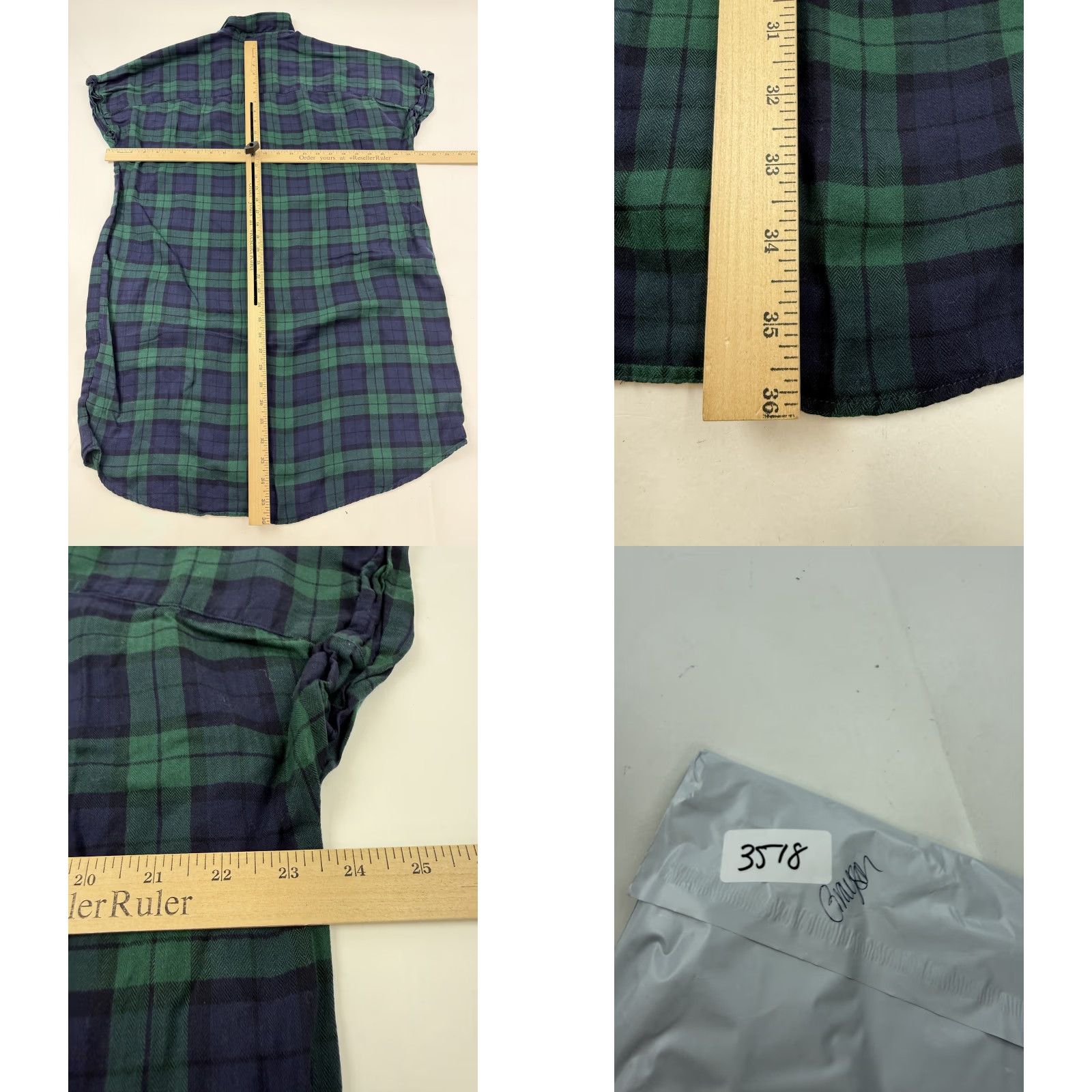 Vintage Grayson Dress Womens 2 Green Plaid Short Sleeve Collared Shirt Dress Lyocell Size XS / US 0-2 / IT 36-38 - 8 Thumbnail