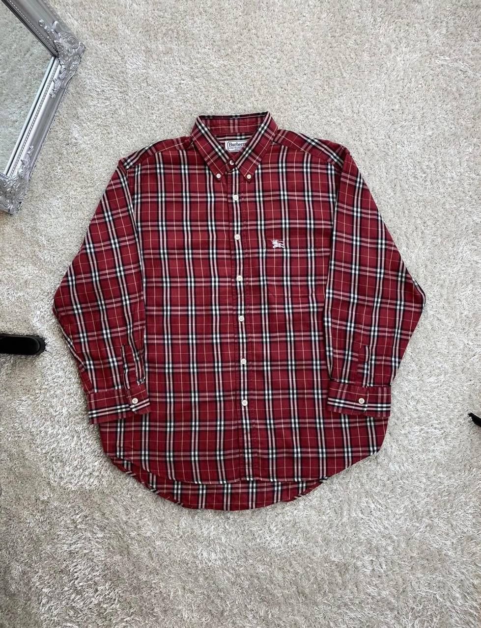 Burberry × Designer × Vintage Red Burberry Checkered Shirt XL Vintage Luxury Size US XL / EU 56 / 4 - 1 Thumbnail
