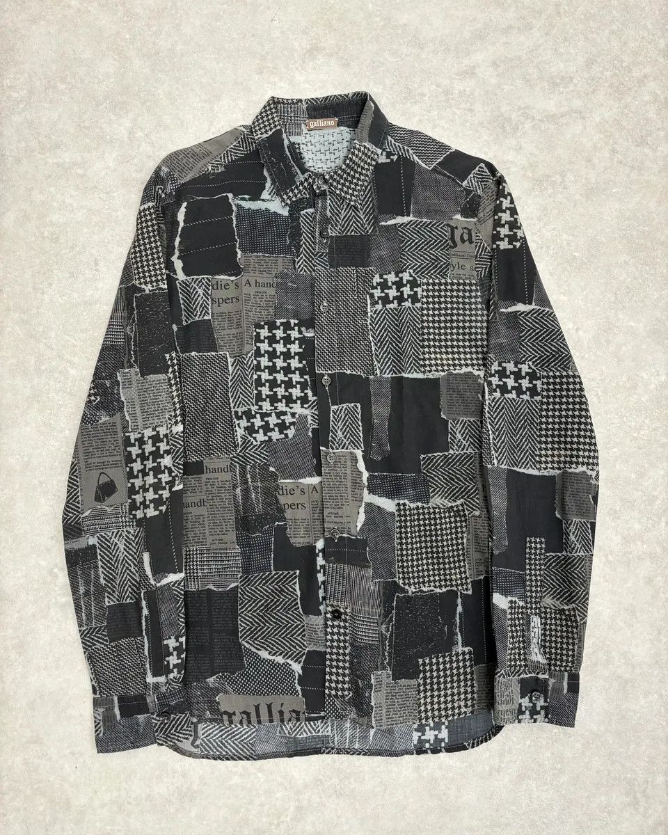 John Galliano 2010s John Galliano Black Magazine Gazette Shirt Size US S / EU 44-46 / 1 - 1 Thumbnail