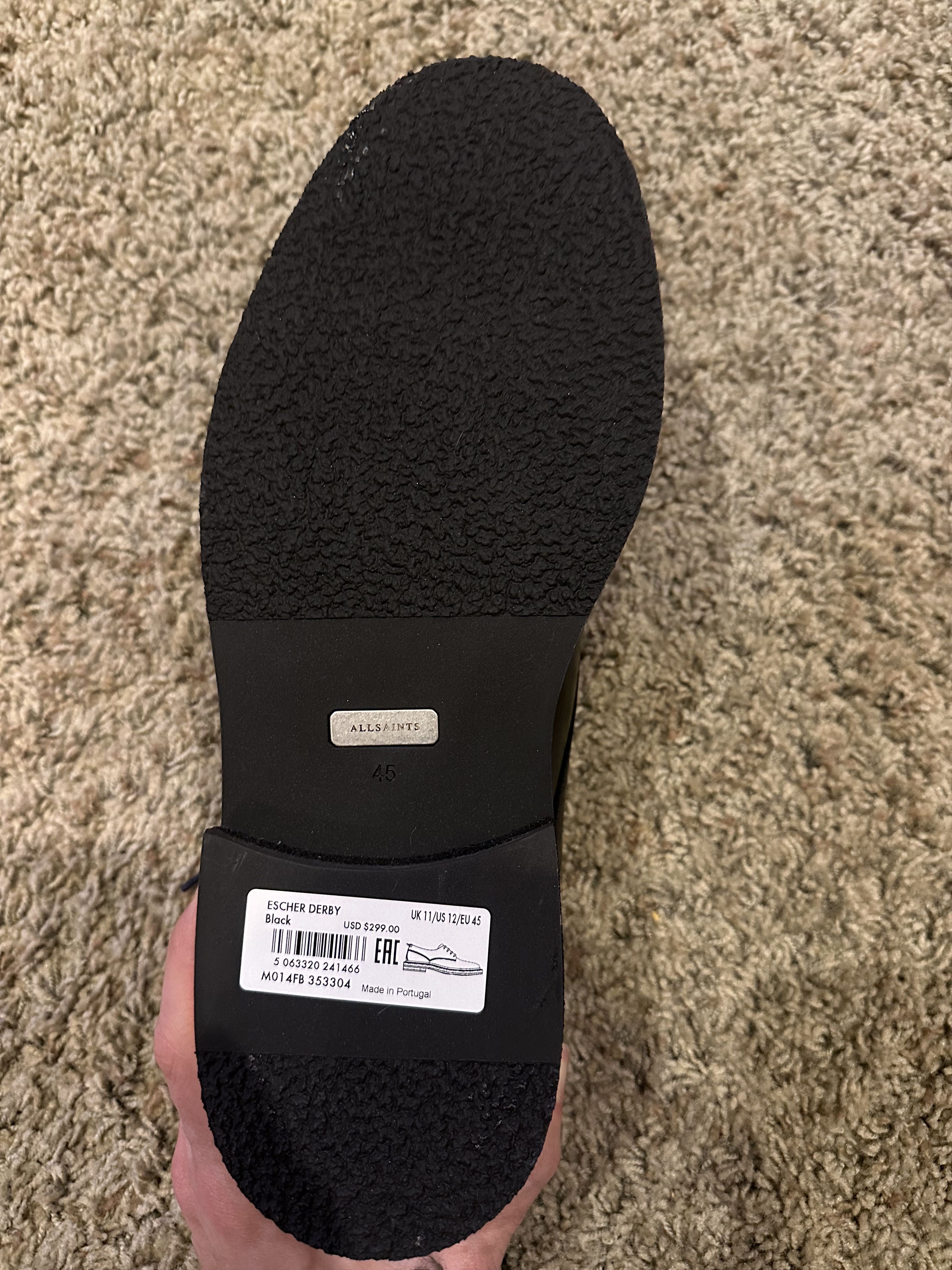 Allsaints AllSaints Escher Derby - Black Leather - 12 US / 11 UK - NEW Size US 12 / EU 45 - 6 Thumbnail