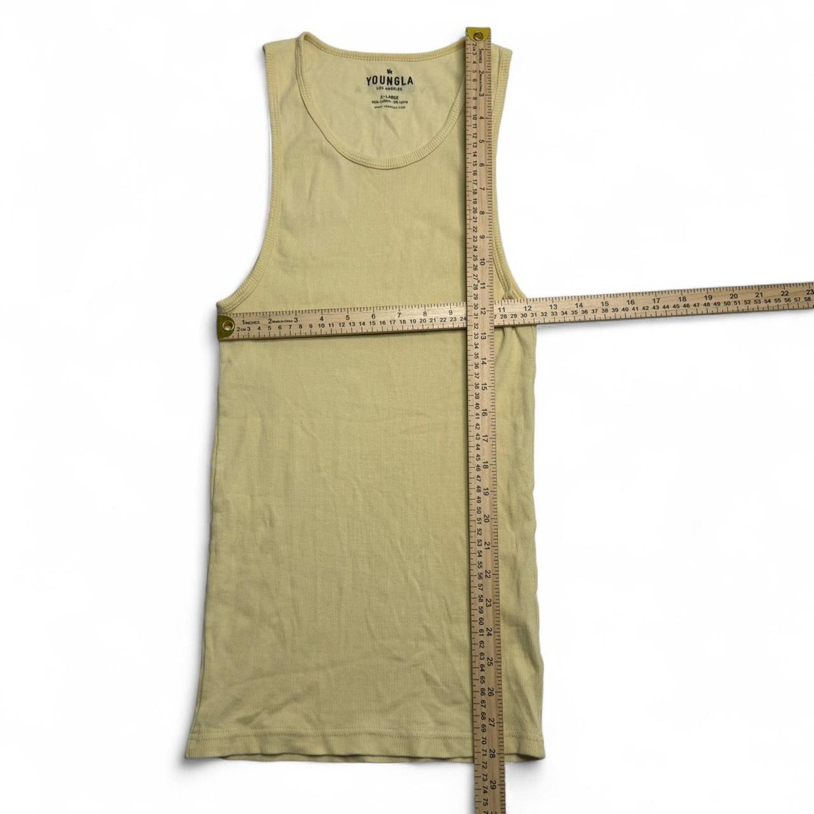 YoungLA YoungLA Yellow Ribbed Tank Top XL Fitted Gym Workout Basic Size US XL / EU 56 / 4 - 4 Thumbnail