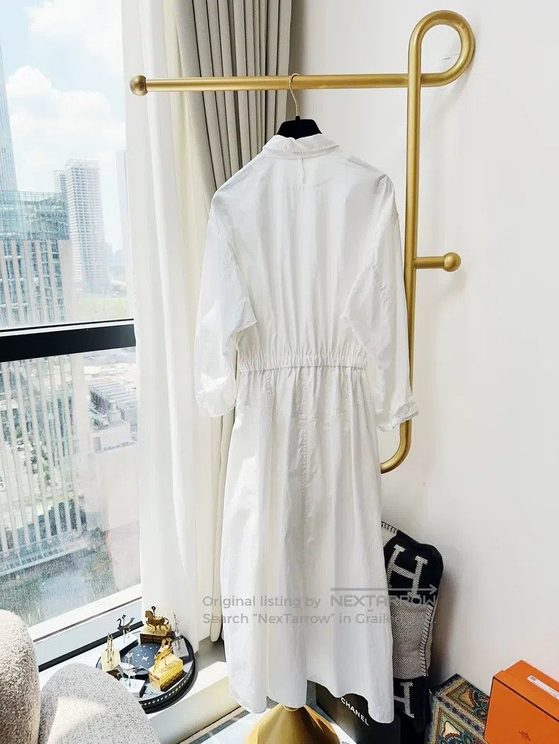 Hermes Hermes White Long Sleeve Flared Dress Size XS / US 0-2 / IT 36-38 - 3 Thumbnail
