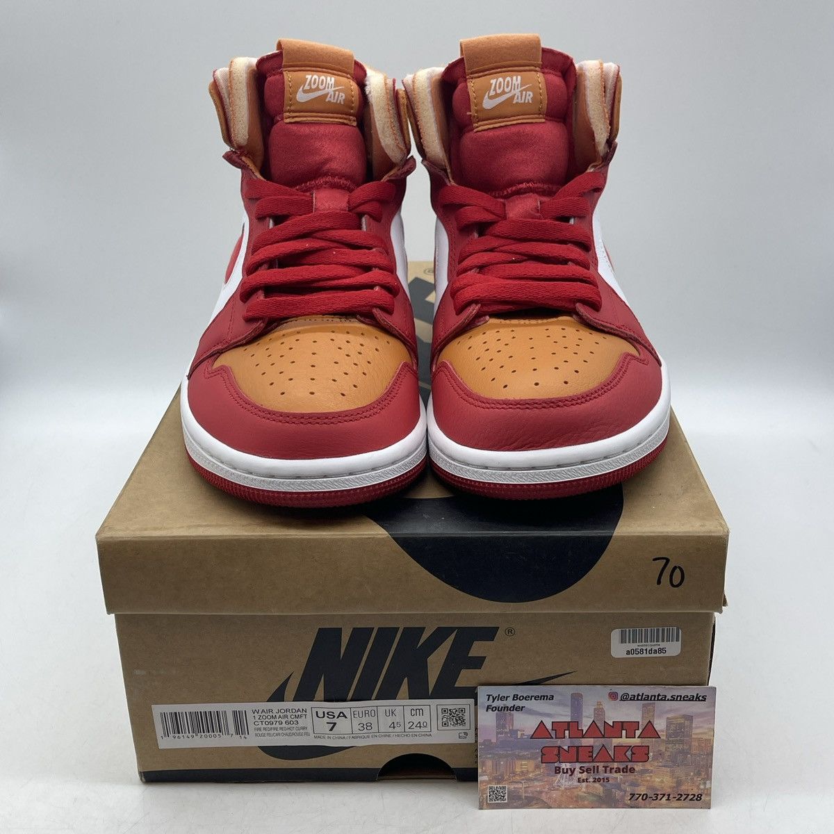 Nike Wmns Air Jordan 1 fire red hot curry Size US 7 / IT 37 - 2 Thumbnail