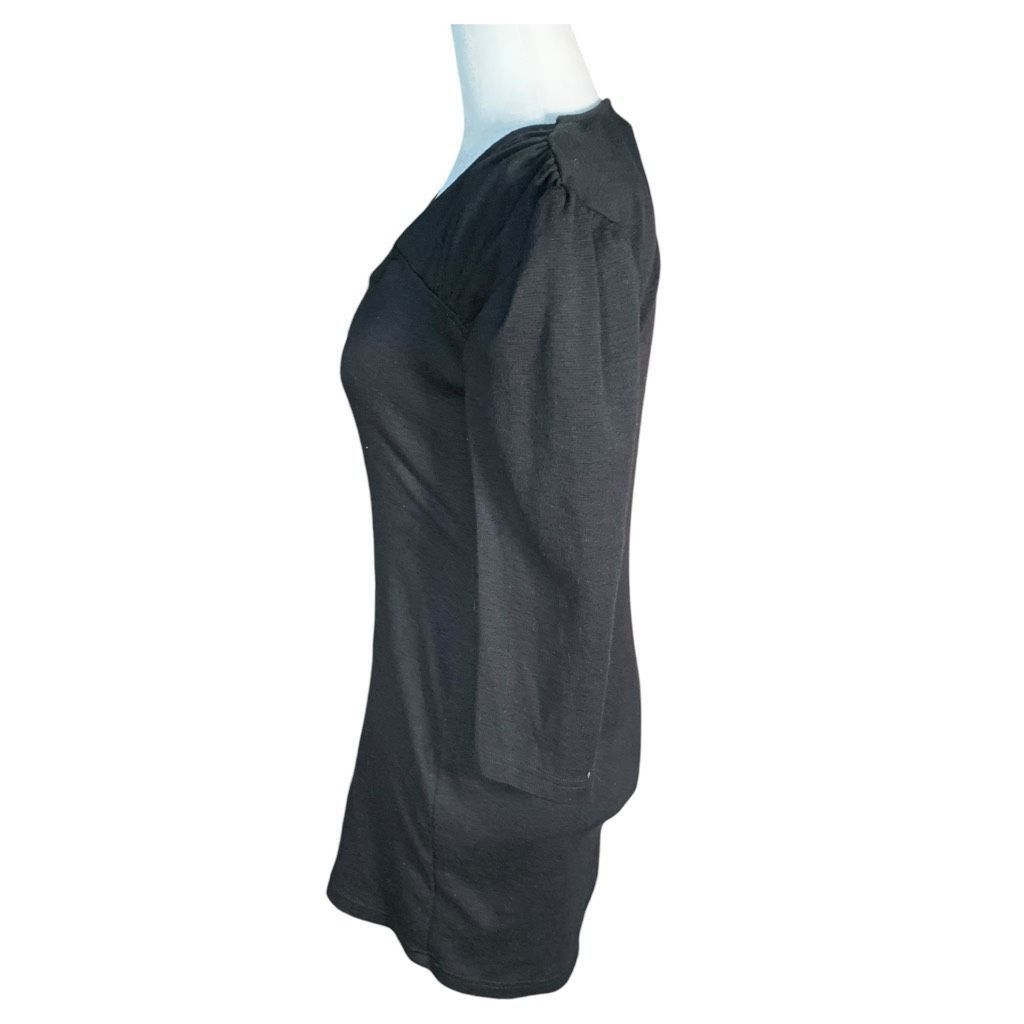 Vintage Vintage Marnie West Black Mini Dress Gathered Pleated Should Size XS / US 0-2 / IT 36-38 - 2 Thumbnail