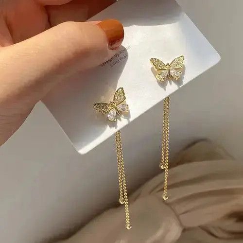 Other Women's Gold Butterfly Long Tassel Dangle Drop Earrings Size ONE SIZE - 2 Thumbnail