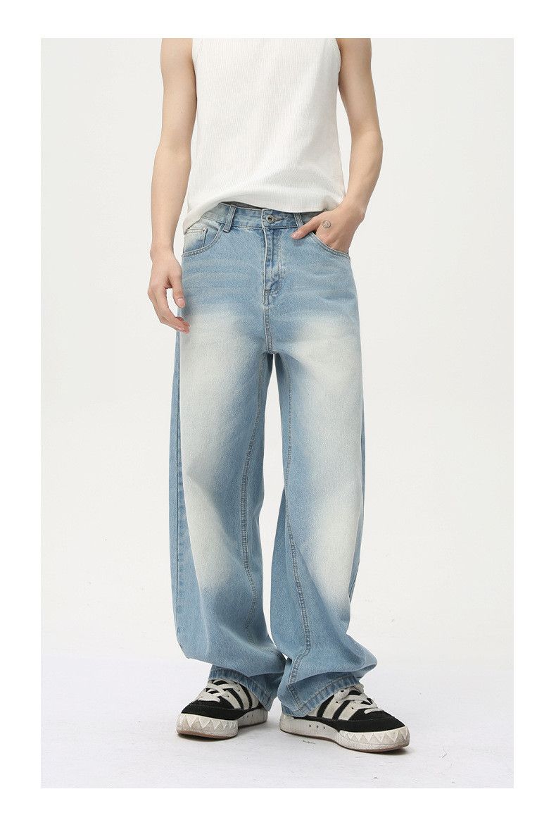 Japanese Brand Men's Japanese style distressed wide-leg curved wash jeans Size US 32 / EU 48 - 3 Thumbnail
