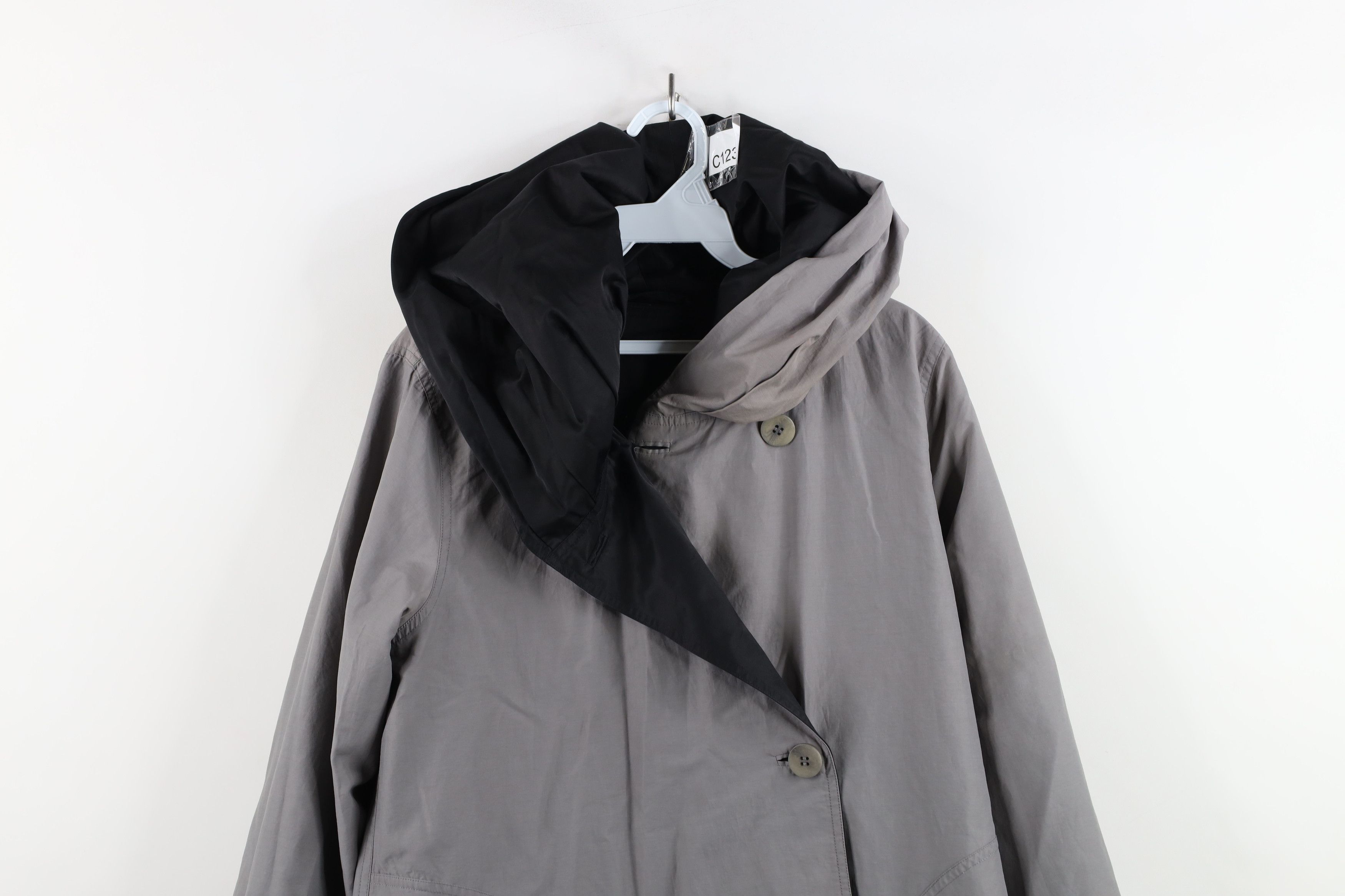 Eileen Fisher × Vintage Eileen Fisher Reversible Asymmetrical Button Hooded Jacket Size S / US 4 / IT 40 - 14 Thumbnail
