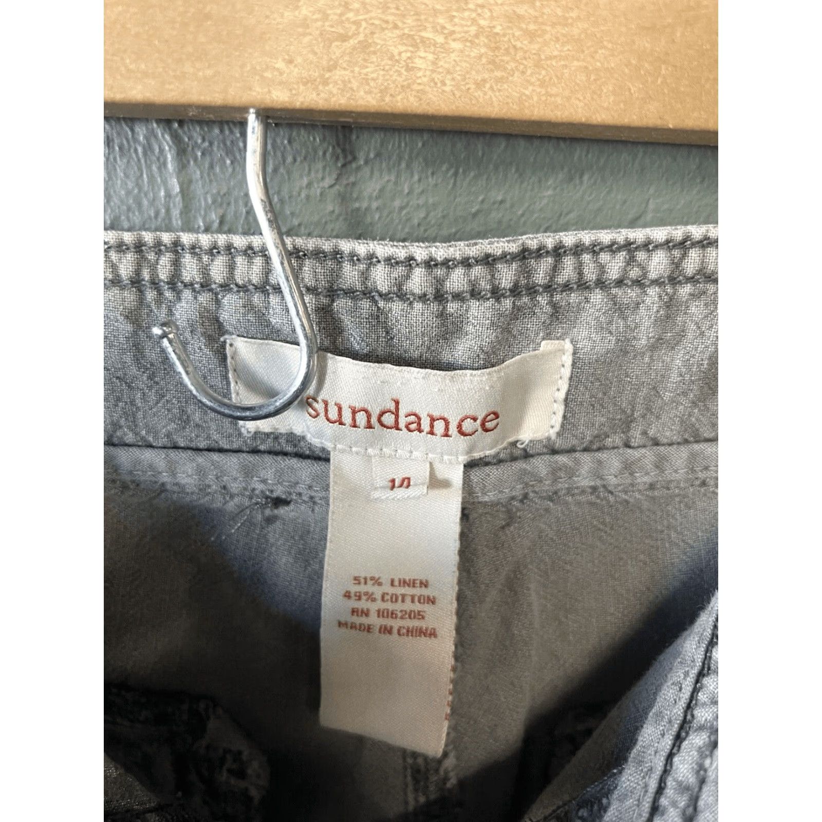 Vintage Sundance Womens Pants Cropped Linen Gray Tapered Size 14 Size 36" / US 14 / IT 50 - 3 Thumbnail