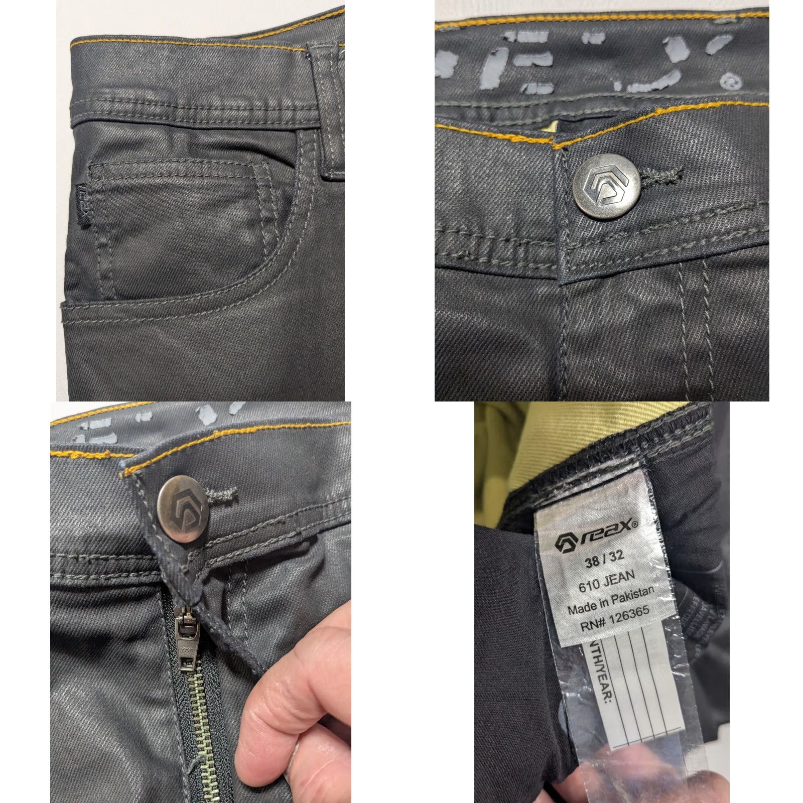 SAS REAX 610 Jeans - Men 38X32 Protective Denim SAS TEC Motorcycle Black EUC Slim Straight 5-Pocket Lined Cotton Spandex Rotary Zipper Pocket Mens Size US 38 / EU 54 - 8 Thumbnail