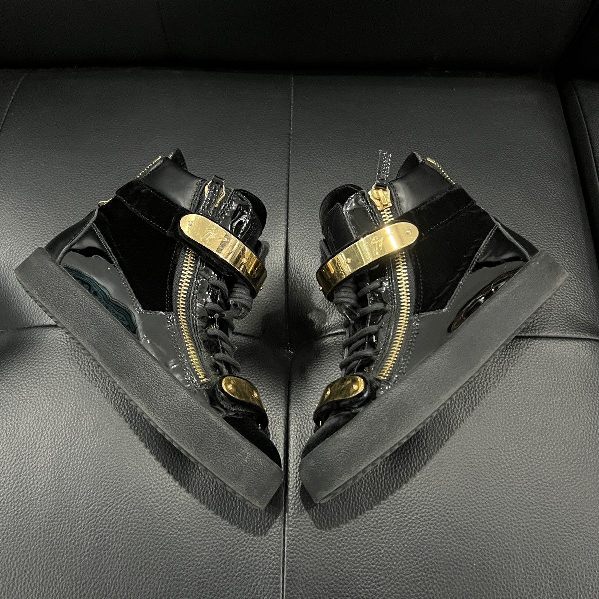 Giuseppe Zanotti Giuseppe Zanotti GZ Double Buckle Patent Silk High Tops Size US 7 / IT 37 - 2 Thumbnail