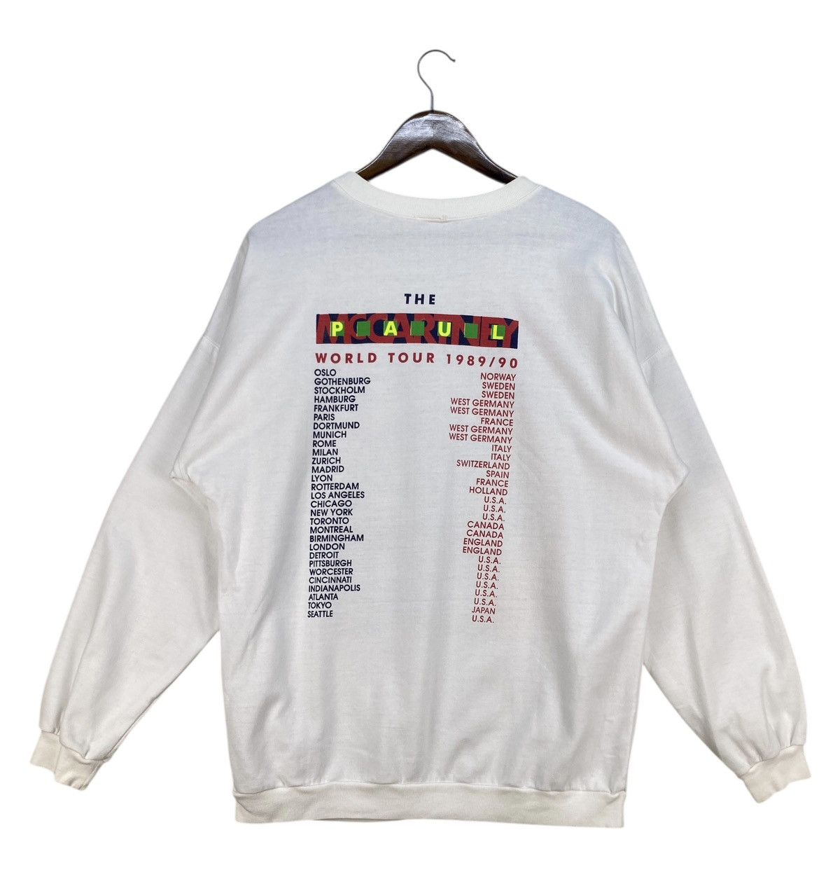 Vintage 89/90 Paul Mccartney World Tour Sweatshirt