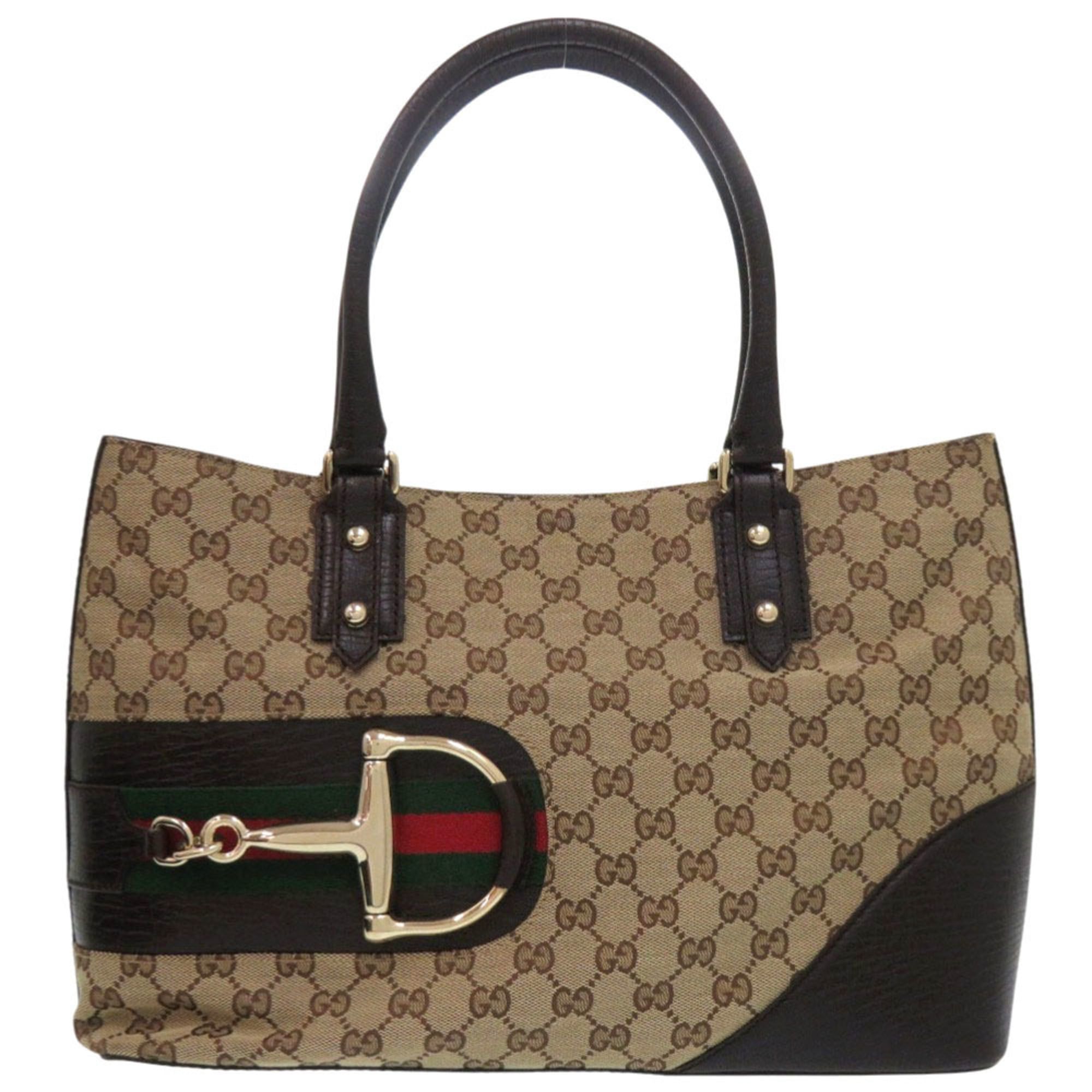 Gucci Excellent condition Gucci Horsebit tote bag, Sherry line 137385, gold hardware, GG canvas and leather, brown beige shoulder handbag 0710GUCCI Size ONE SIZE - 1 Thumbnail