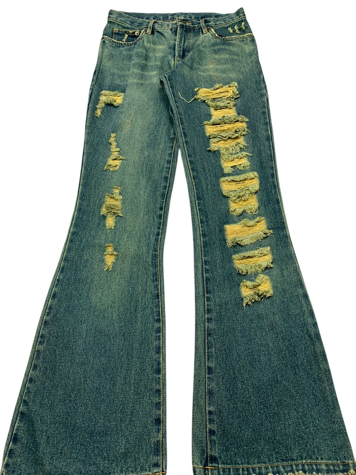 If Six Was Nine Revolt japanese brand distrassed riped flare jeans Size US 28 / EU 44 - 2 Thumbnail