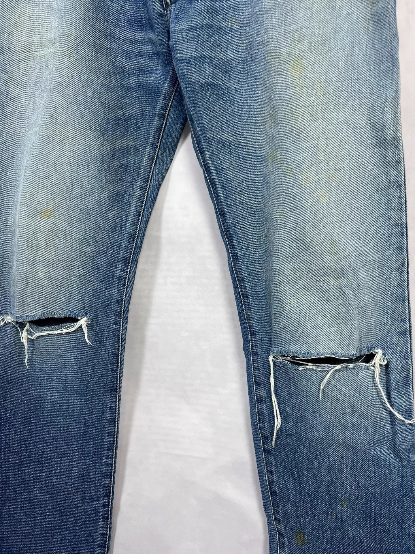 Saint Laurent Paris SLP 16ss Hedi blue wash mid-waist straight knee cut destroye Size US 31 - 3 Thumbnail