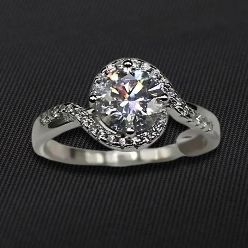 Other Moissanite Twist Band Engagement Ring Waves Silver 7 NWT Size ONE SIZE - 1 Thumbnail