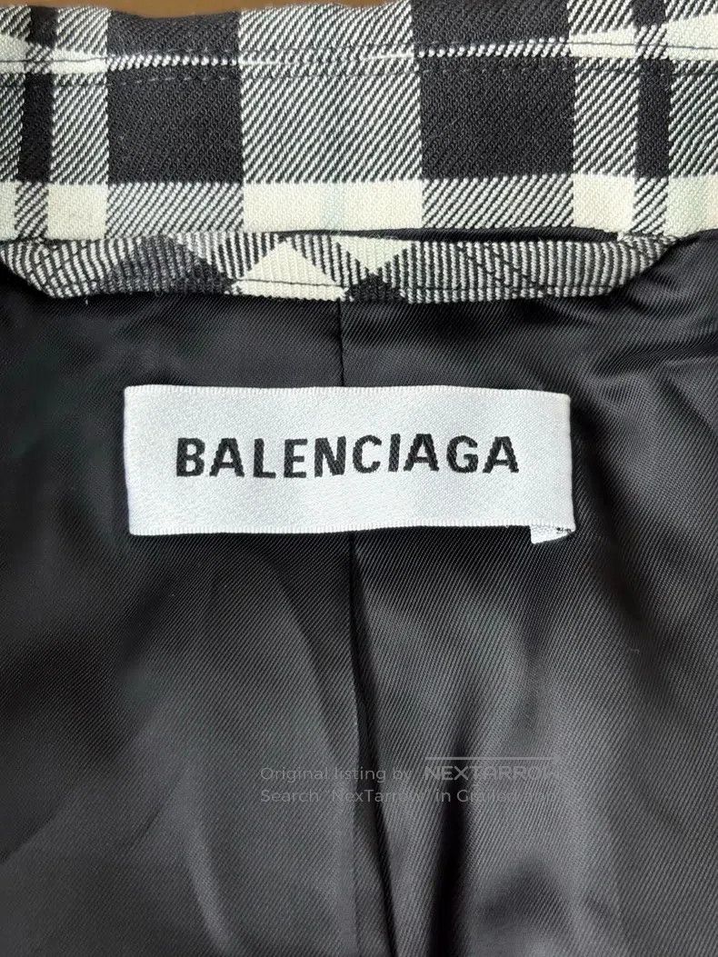 Balenciaga Balenciaga Black and White Plaid Double-Breasted Classic T Size XS / US 0-2 / IT 36-38 - 8 Thumbnail