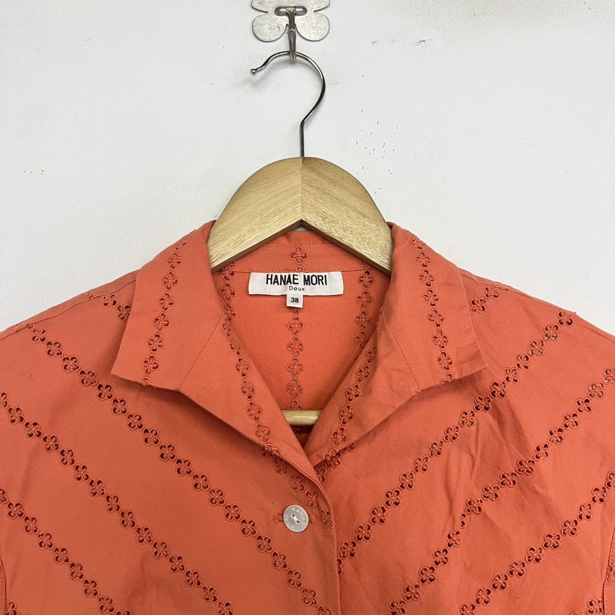 Hanae Mori HANAE MORI DEUX Vintage Casual Summer Eyelet Blouse Size XS / US 0-2 / IT 36-38 - 2 Thumbnail