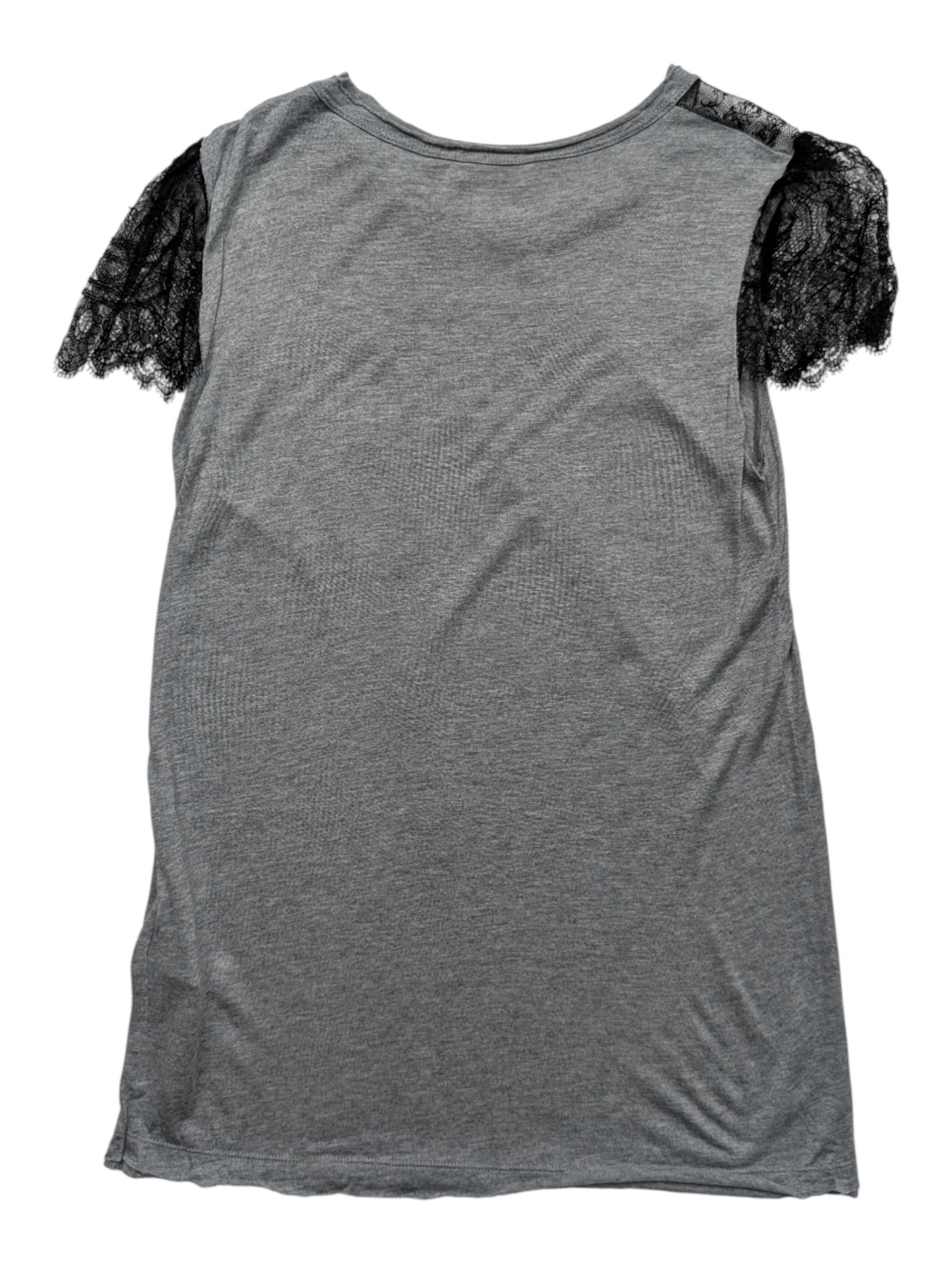 RED Valentino Red Valentino Grey Top With Lace Shoulders Size S / US 4 / IT 40 - 2 Thumbnail
