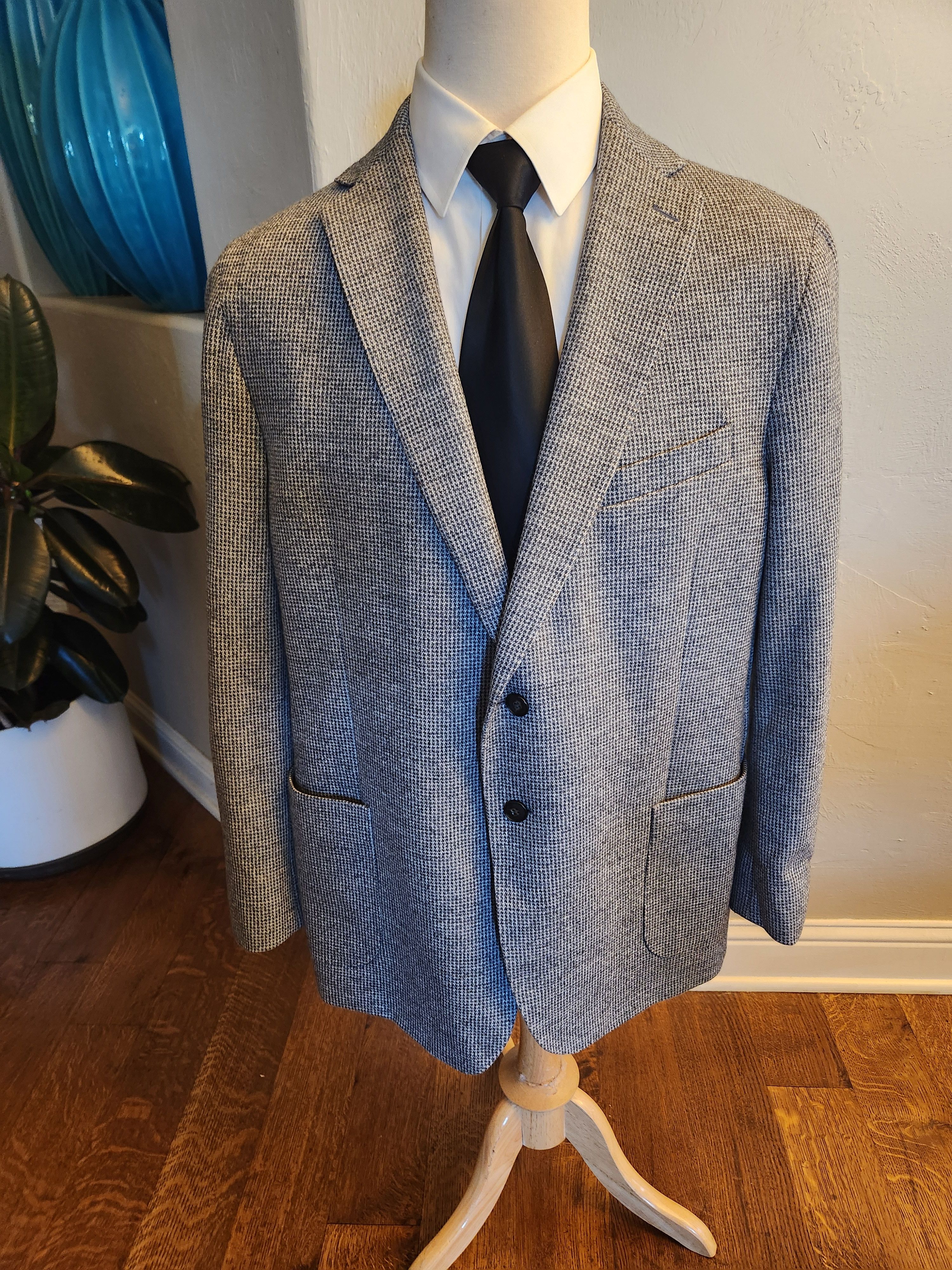 Jos. A. Bank Cotton/Wool Blend Houndstooth Unstructured Blazer Size 48R - 1 Thumbnail