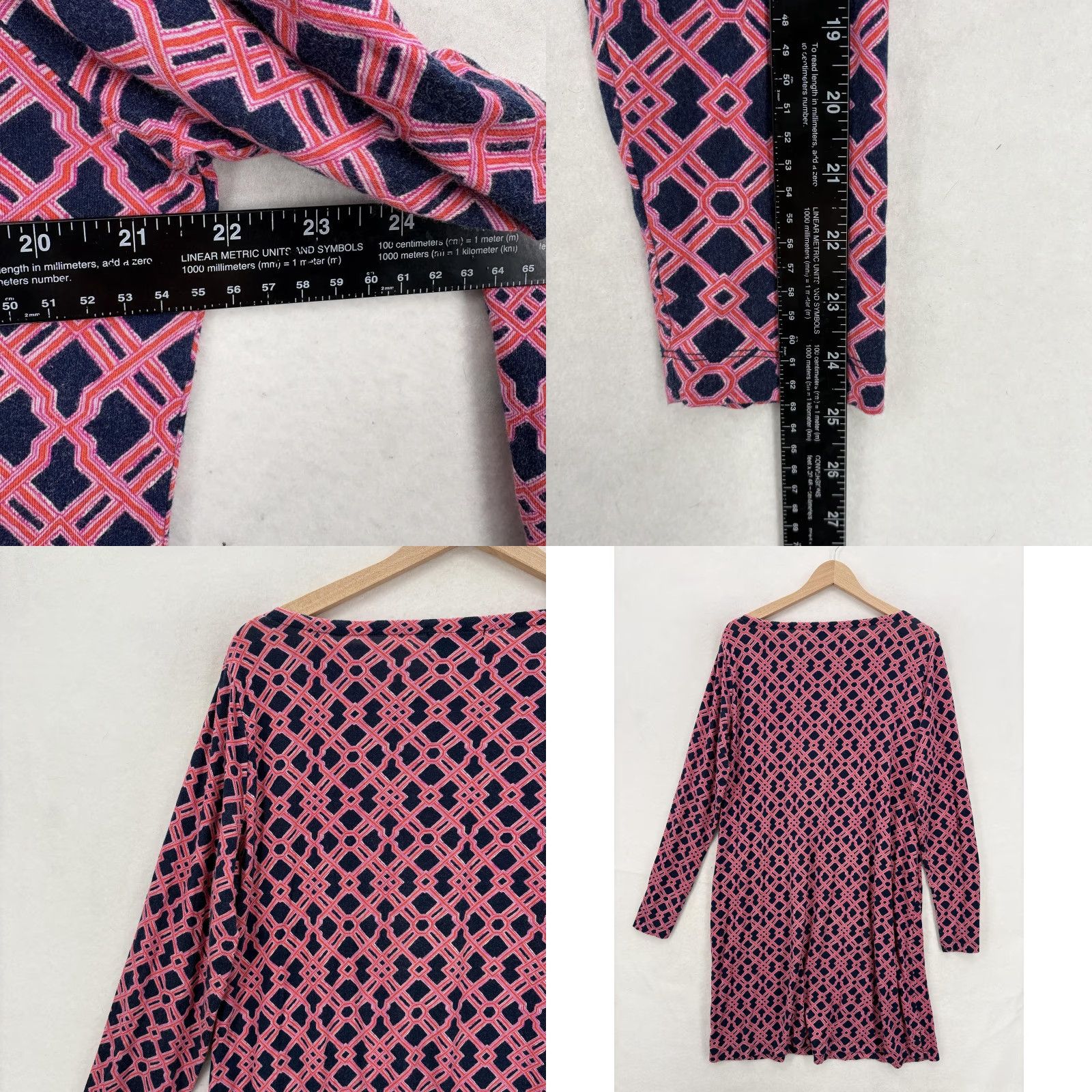Vineyard Vines Vineyard Vines Dress Womens Large Pink Geometric Shift Jersey Boat Neck Size L / US 10 / IT 46 - 8 Thumbnail