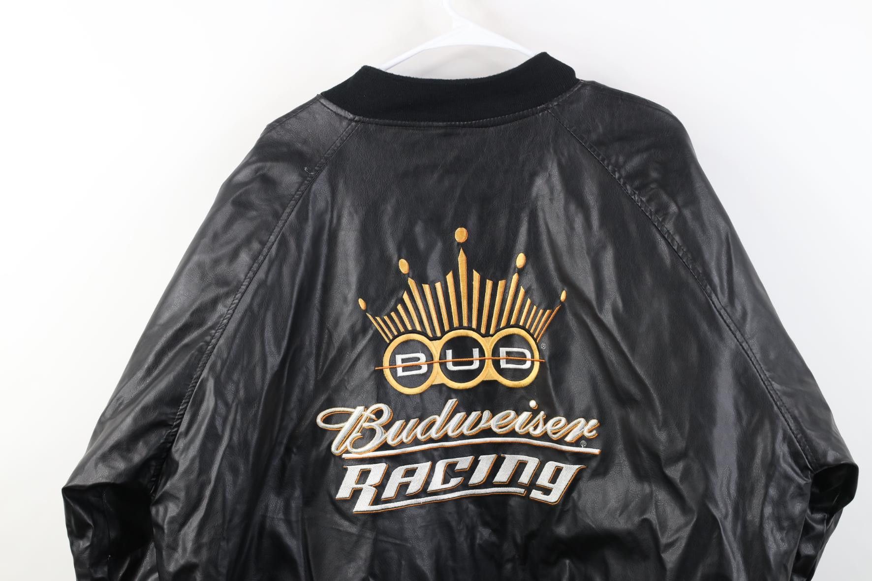 Budweiser Vintage 90s Y2K Budweiser Racing Wool Varsity Jacket Black Size US XL / EU 56 / 4 - 15 Thumbnail