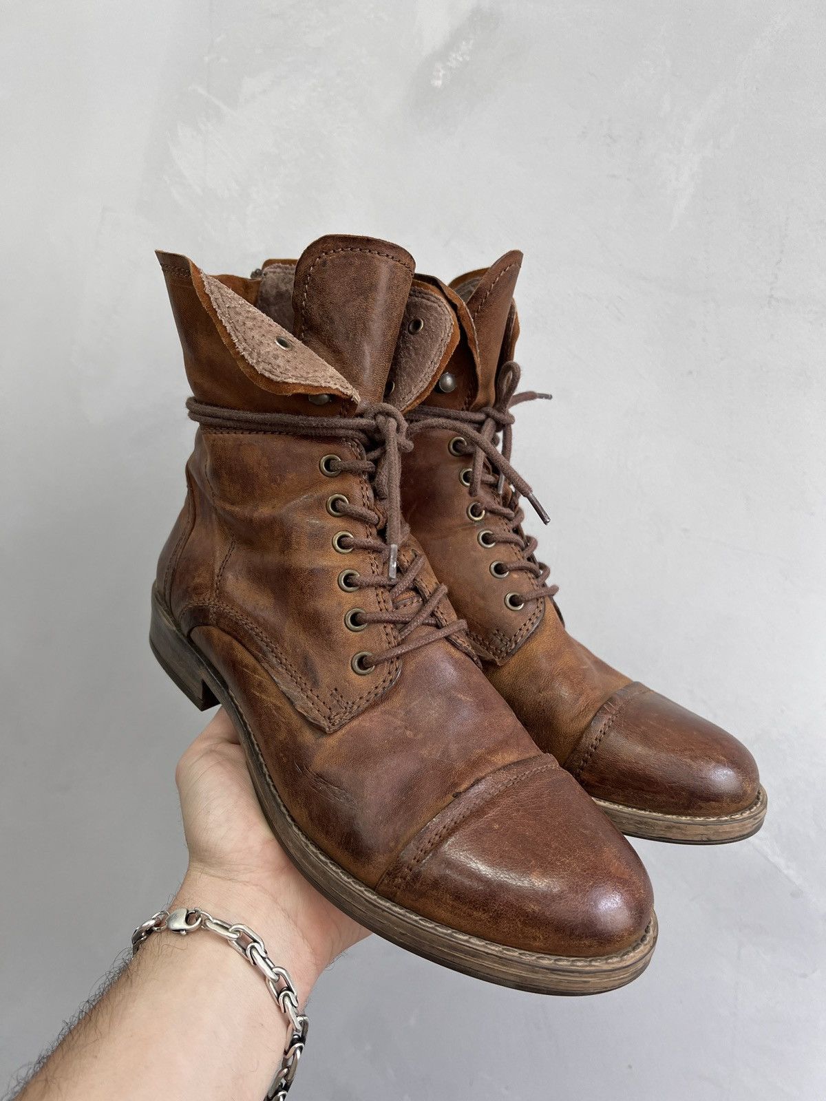 14th Addiction × A.S.98 AVANTgarde western brown leather high moto boots guidi style Size US 7.5 / EU 40-41 - 1 Thumbnail