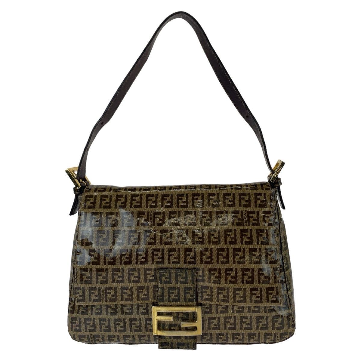 Fendi Fendi Mamma Baguette Zucchino Zucca Coated Canvas/leather Shoulder Bag Canvas Shoulder Bag in Brown, Women's