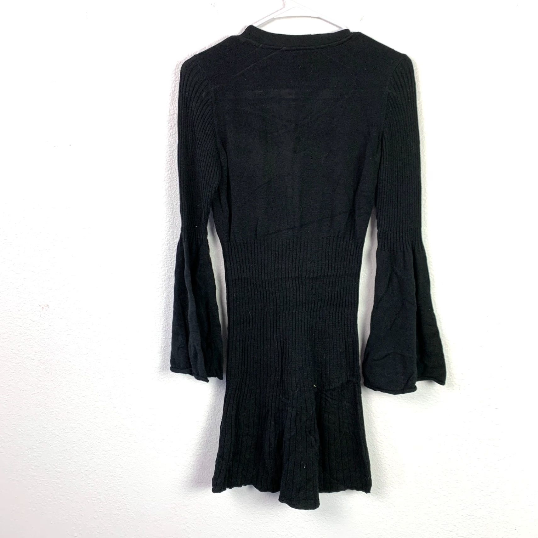 Bell Y2K Du Jour Black Goth Witchy Gothic Bell Sleeve Ribbed Sweater Dress XS Size XS / US 0-2 / IT 36-38 - 6 Thumbnail