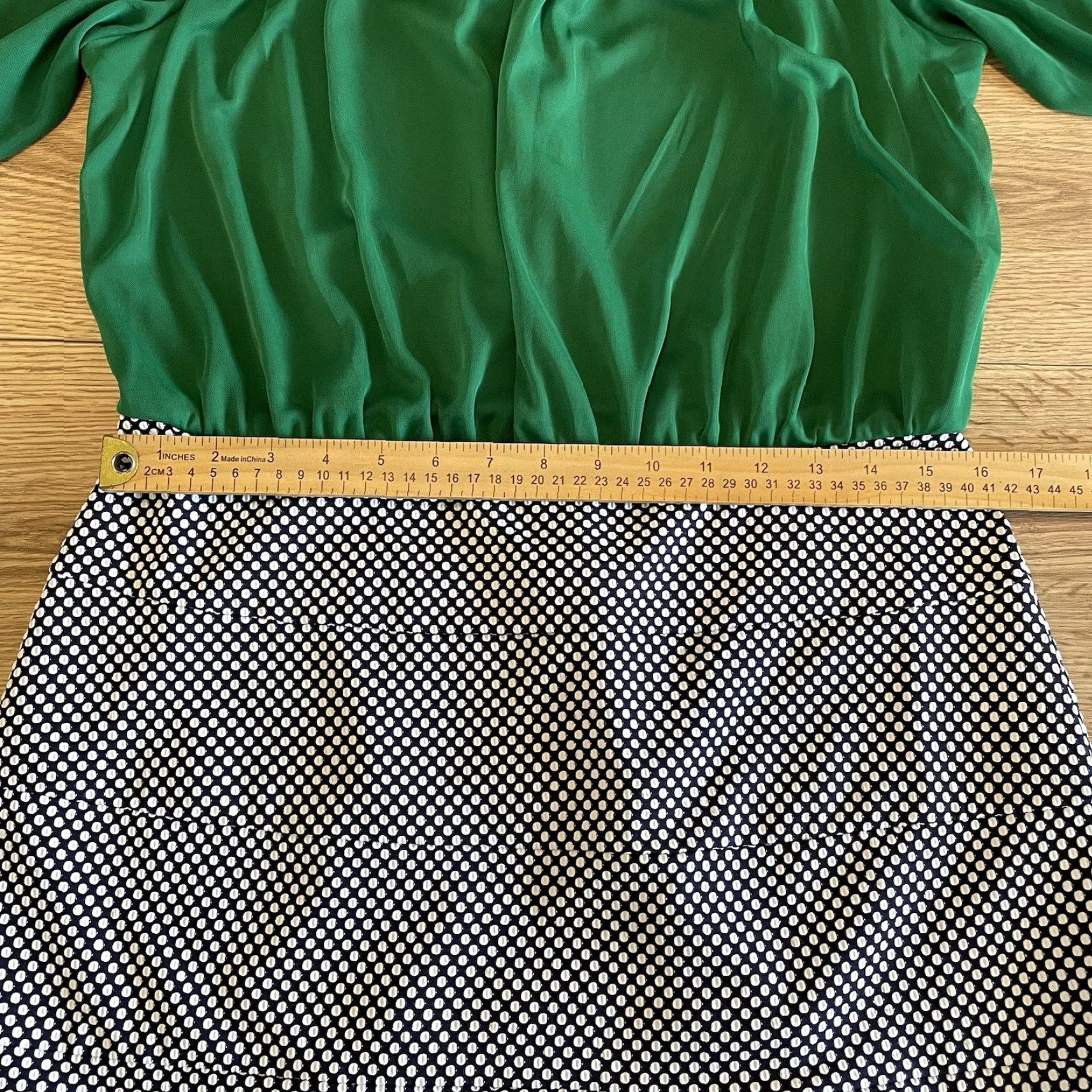 Vintage Enfocus Studio Sheer Sleeve Green Dress Black White Polka Dots Size 14 Size XL / US 12-14 / IT 48-50 - 4 Thumbnail