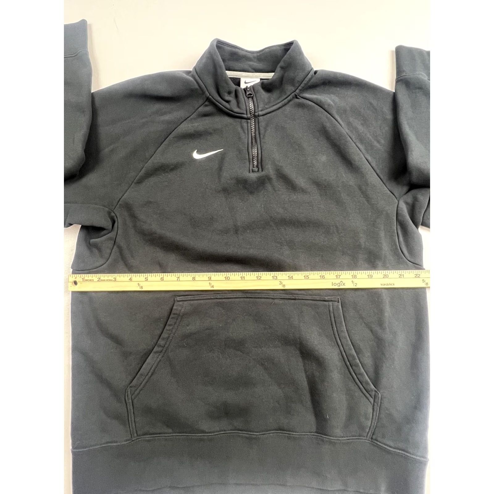 Nike Nike Sweatshirt Mens Large Black 1/4 Zip Fleece Mock Neck Kangaroo Pocket Swoosh Size US L / EU 52-54 / 3 - 4 Thumbnail