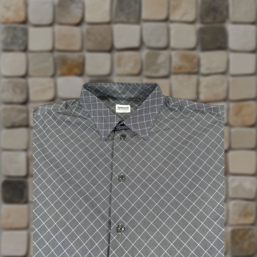 Armani Armani Collezioni Shirt Mens Large Gray Cotton Button Up Size US L / EU 52-54 / 3 - 1 Thumbnail