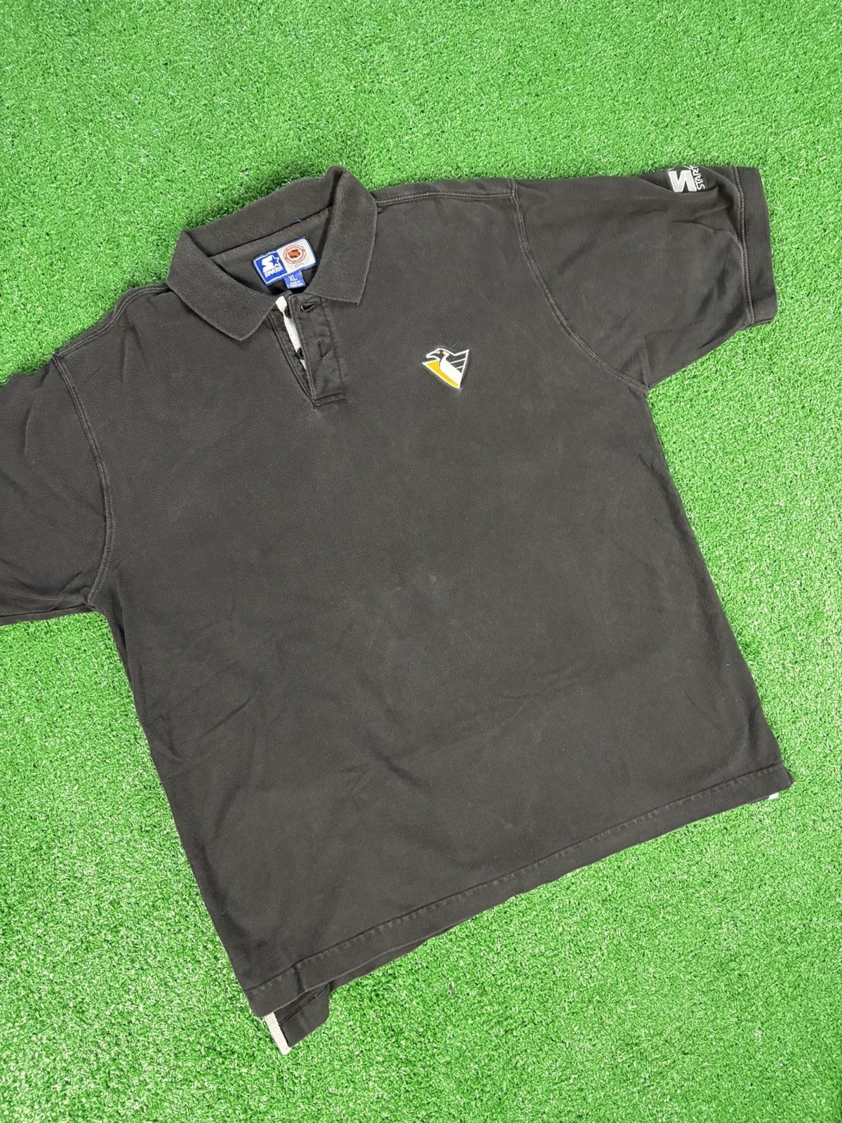 NHL × Vintage Vintage 1990s Starter Pittsburgh Penguins Polo Shirt Size US XL / EU 56 / 4 - 2 Thumbnail