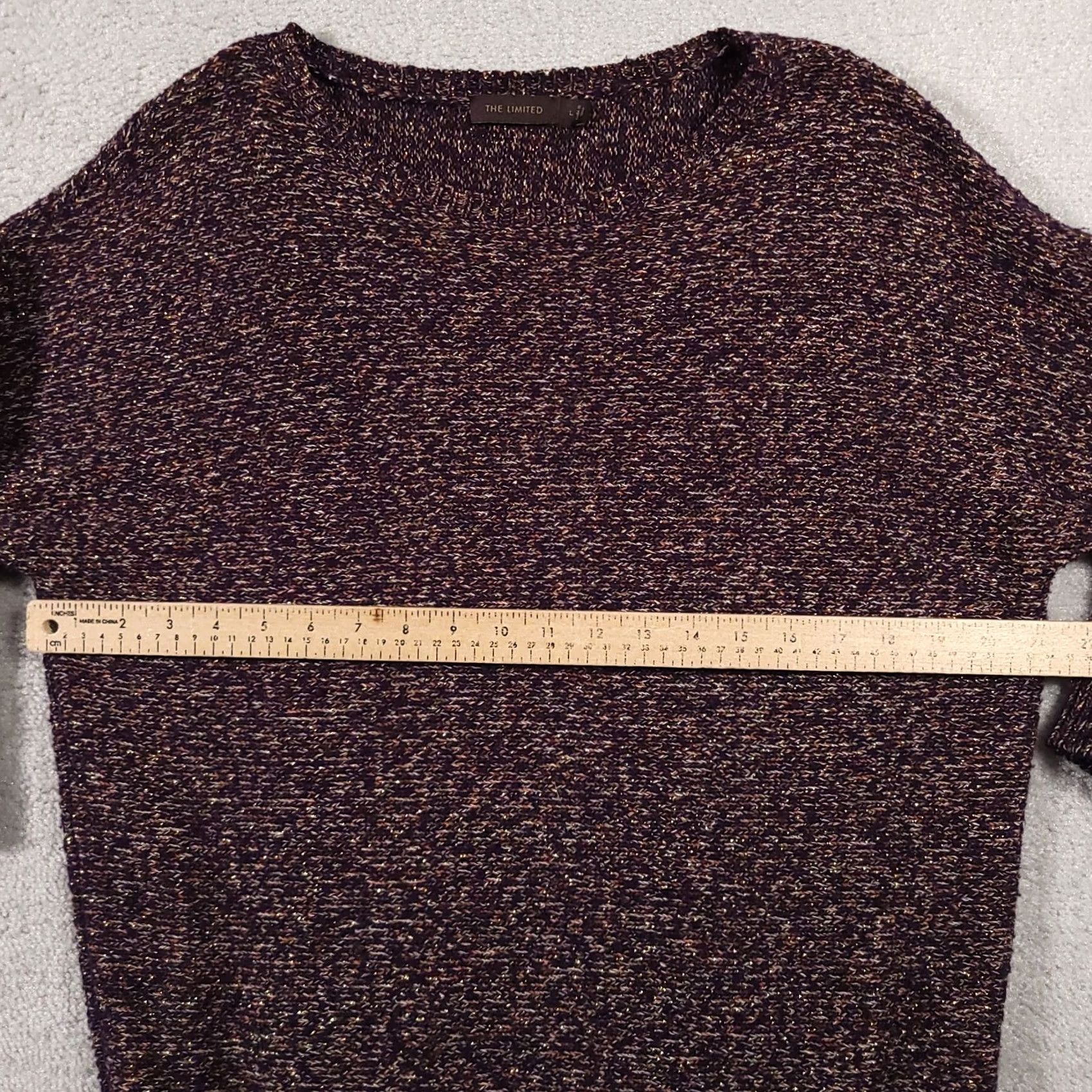 Vintage The Limited Chunky Knit Sweater Women’s Large Purple Metallic 3/4 Sleeve Size L / US 10 / IT 46 - 6 Thumbnail