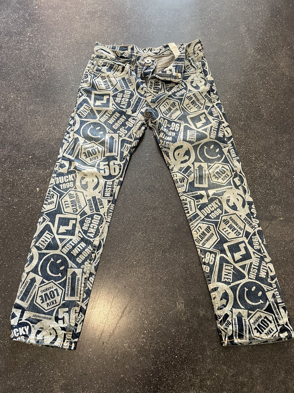 image of Hysteric Glamour Co&lu All Over Print Denim in Blue, Men's (Size 31)