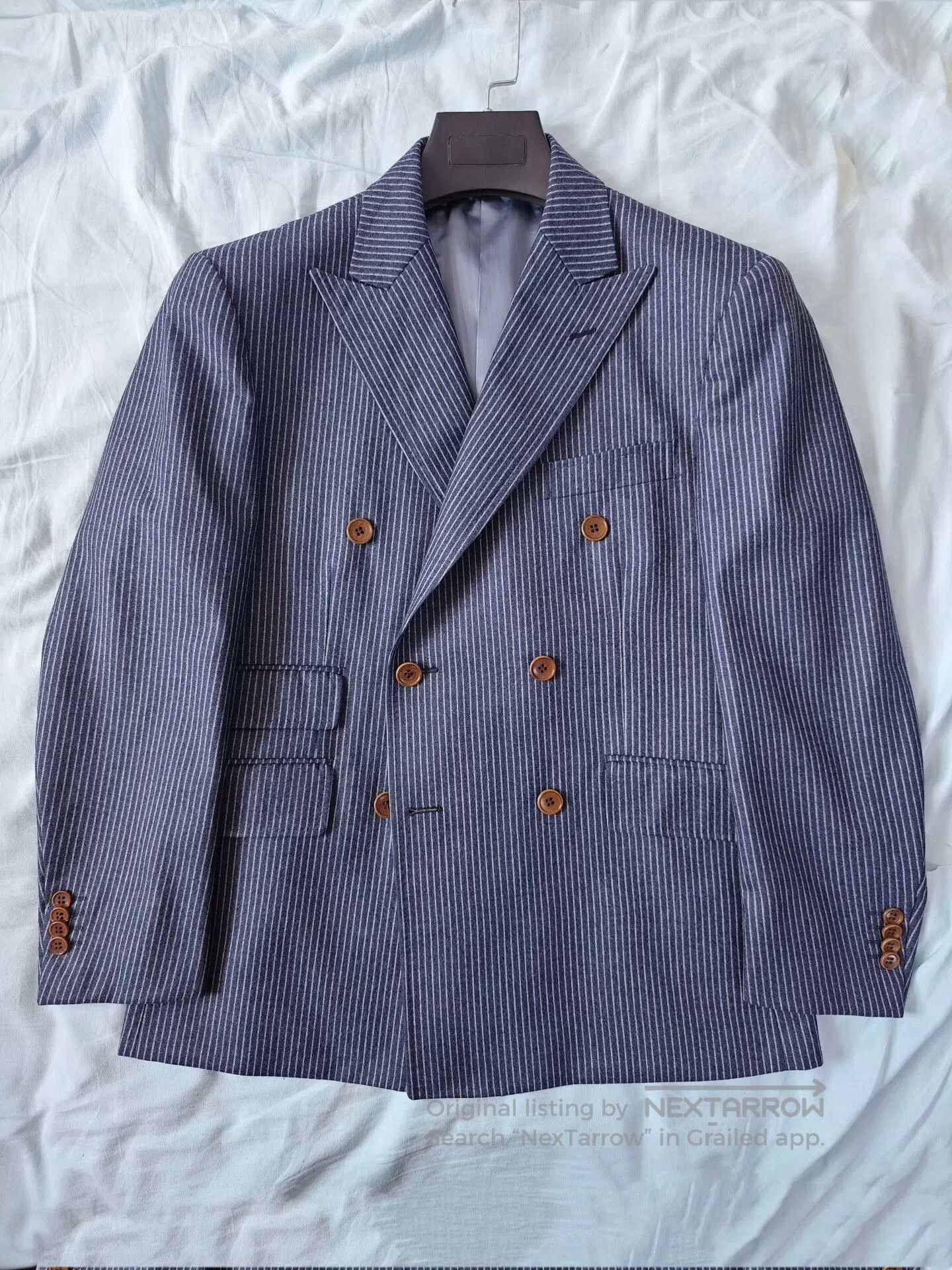 Japanese Brand Italian Wool Custom Suit with Stripes. Size US S / EU 44-46 / 1 - 5 Thumbnail