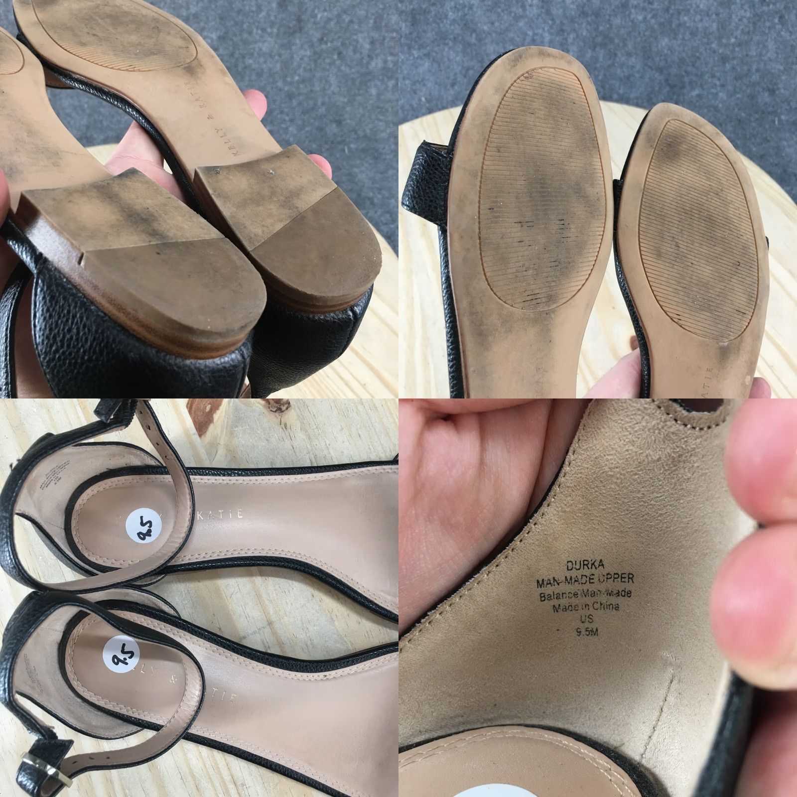 Vintage Kelly & Katie Sandals Womens 9.5 M Durka Ankle Strap Black Faux Leather Casual Sandal Womens Shoes Size US 10 / IT 40 - 9 Thumbnail