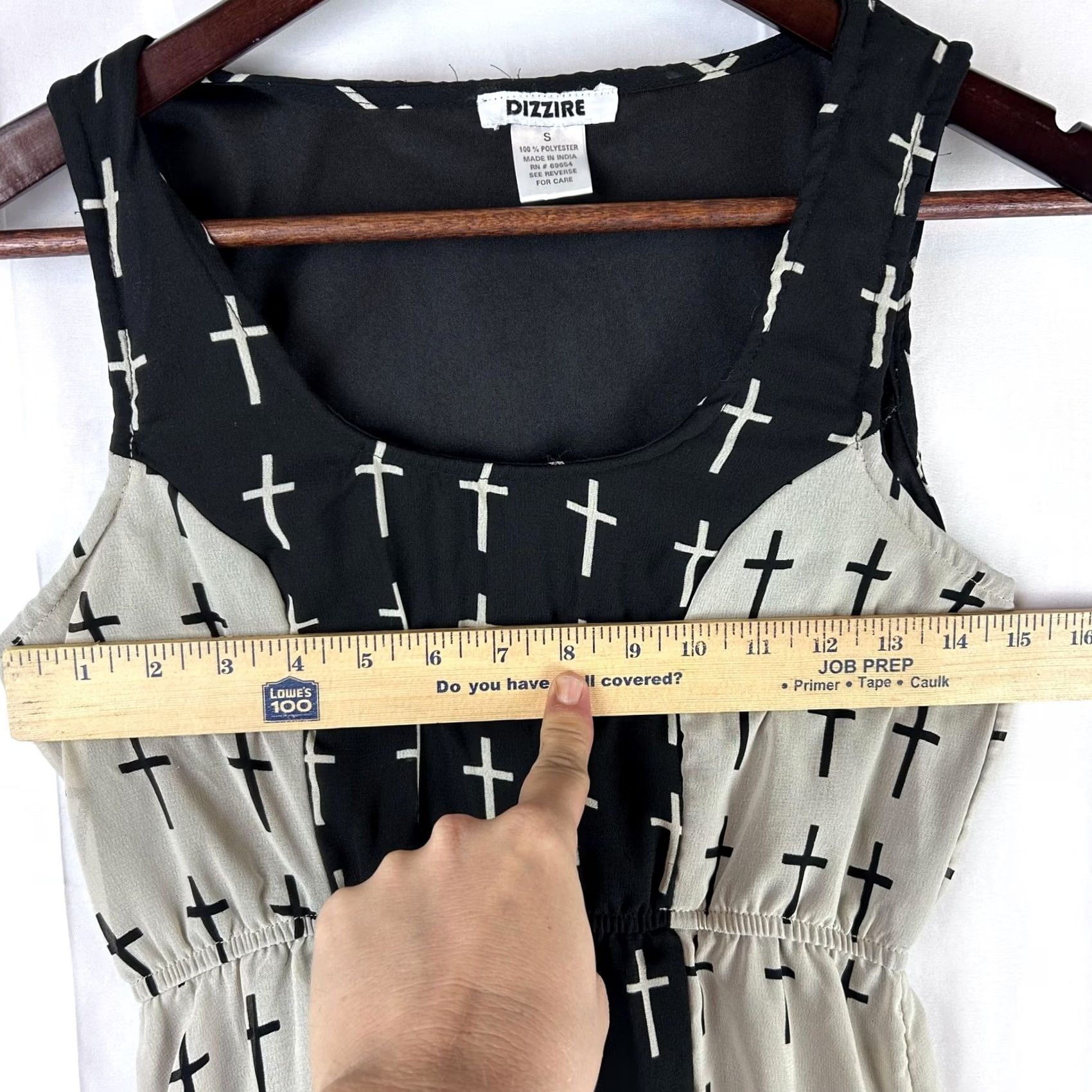 Vintage Dizzire Grunge Maxi Tank Dress - Womens Small Black Beige Sleeveless .Graphic, Casual Wear Size S / US 4 / IT 40 - 5 Thumbnail
